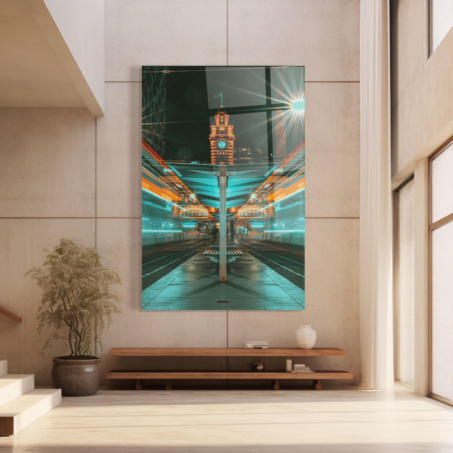 Tablou Sticla Clock Tower Light mockup 8