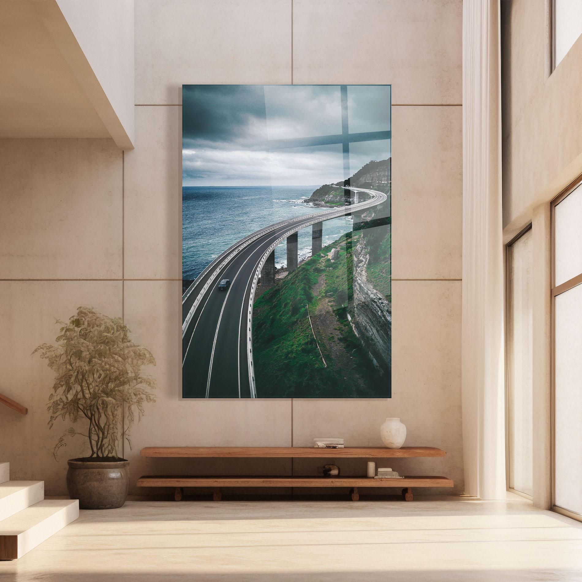 Tablou Sticla Road Cloudy Day mockup 8