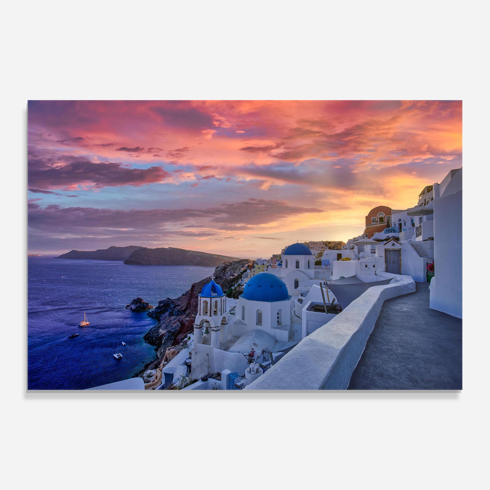 Tablou Sticla Santorini View mockup 0