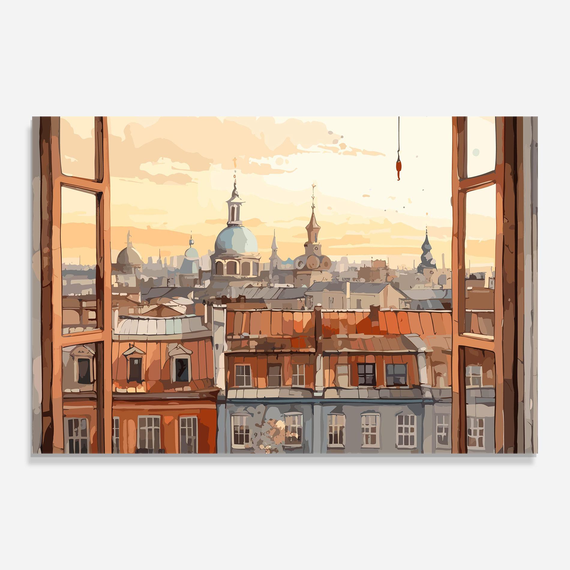 Tablou Sticla Window City View mockup 0