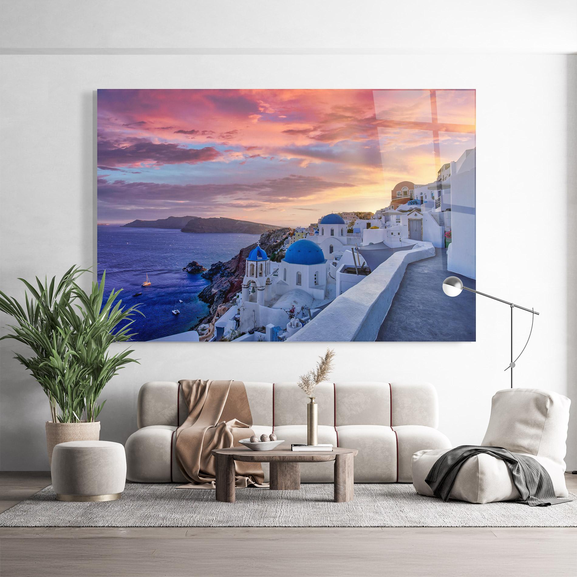 Tablou Sticla Santorini View mockup 9