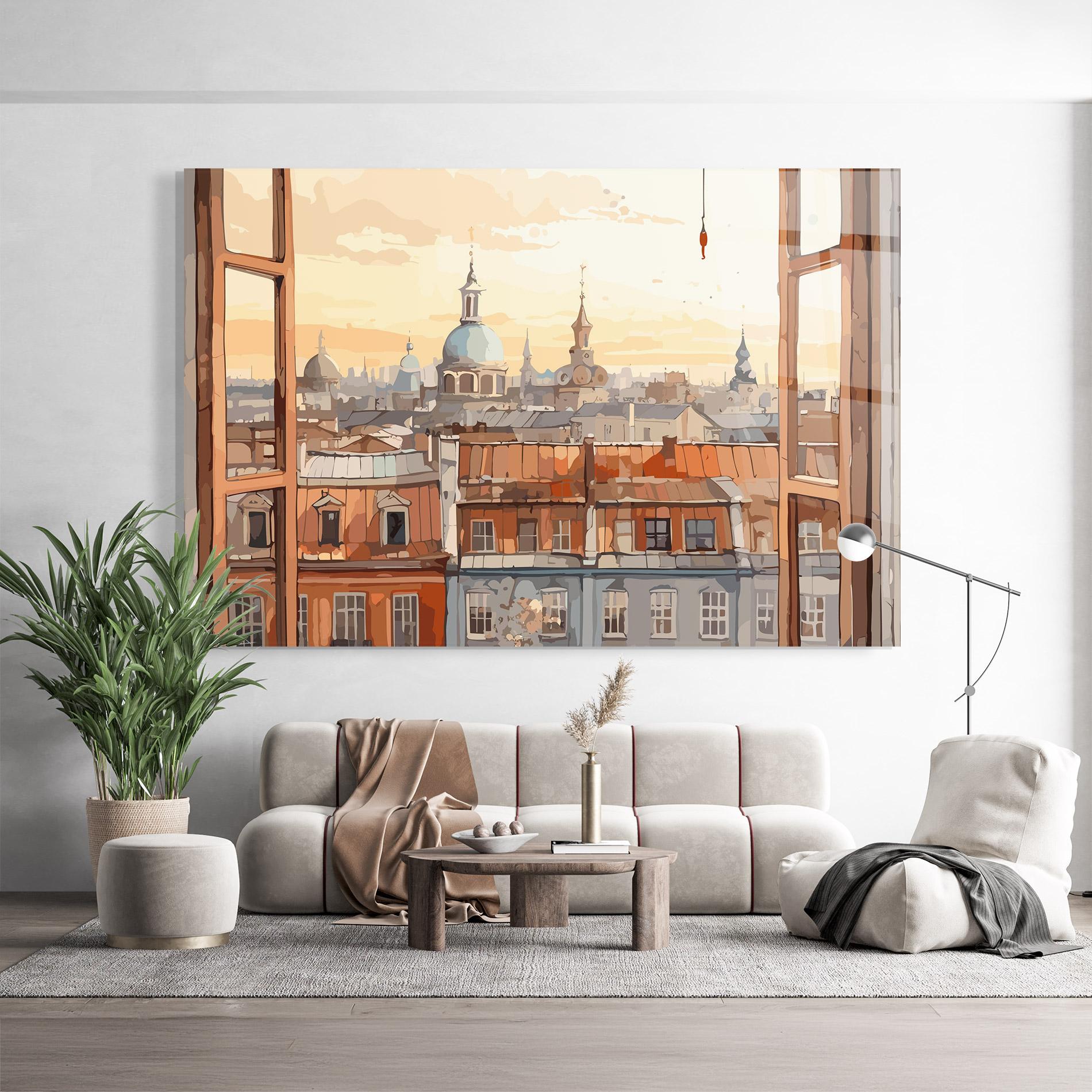 Tablou Sticla Window City View mockup 9