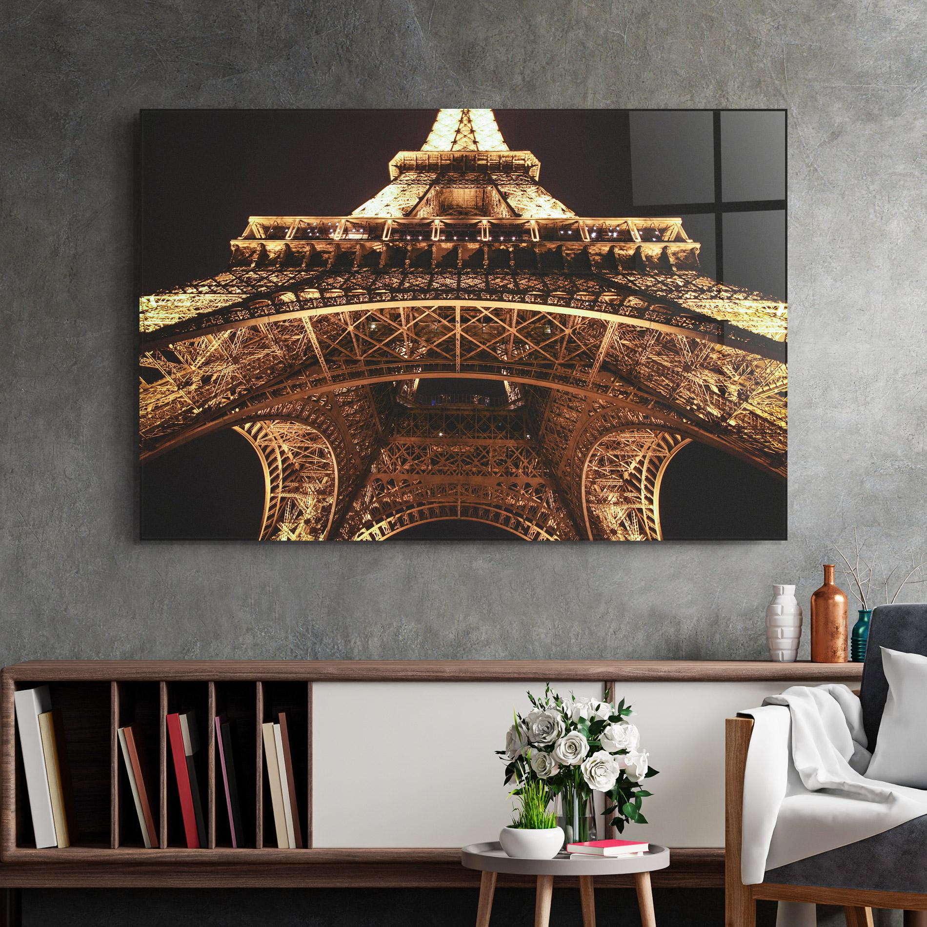 Tablou Sticla Eiffel Tower At Night mockup 2