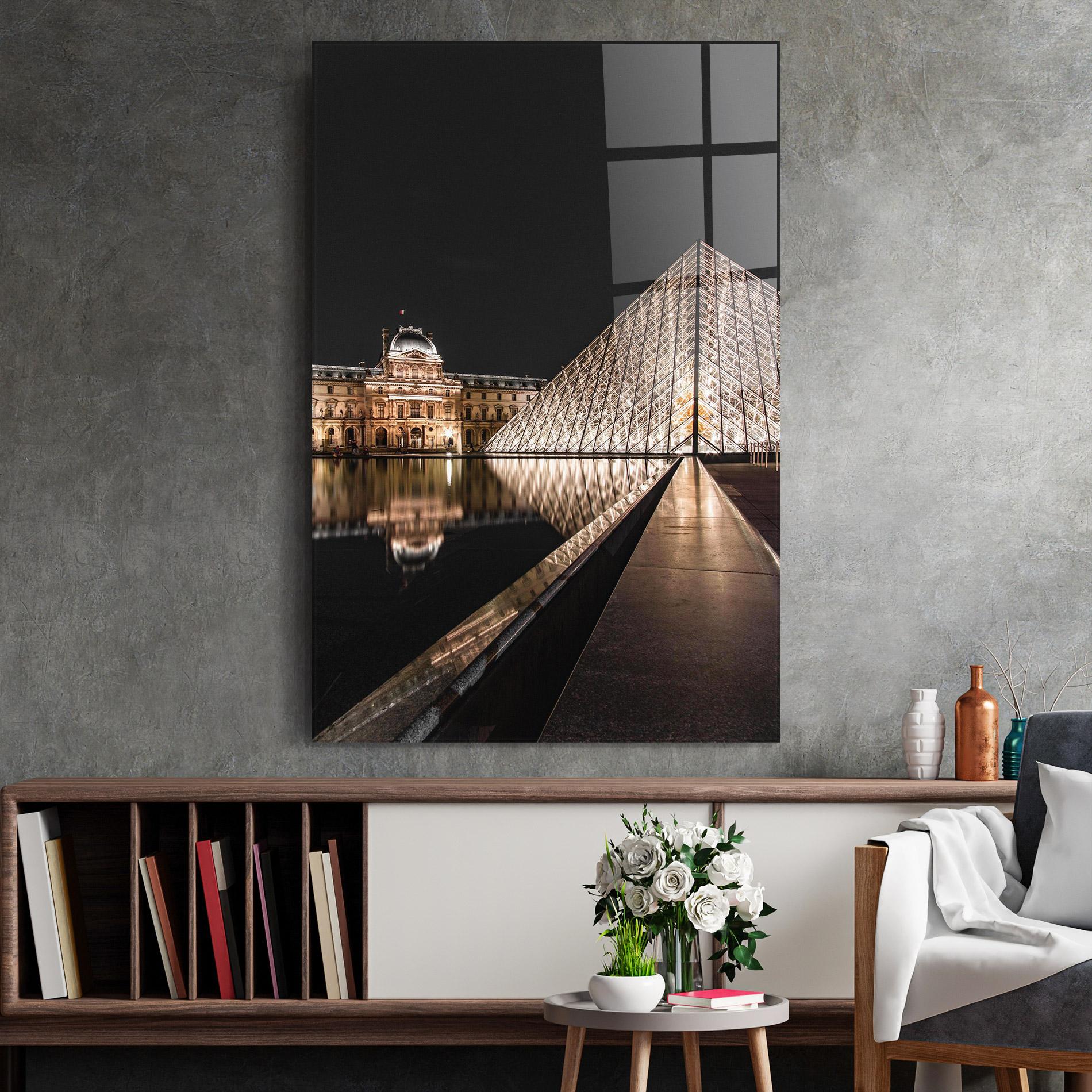 Tablou Sticla Louvre Night mockup 2