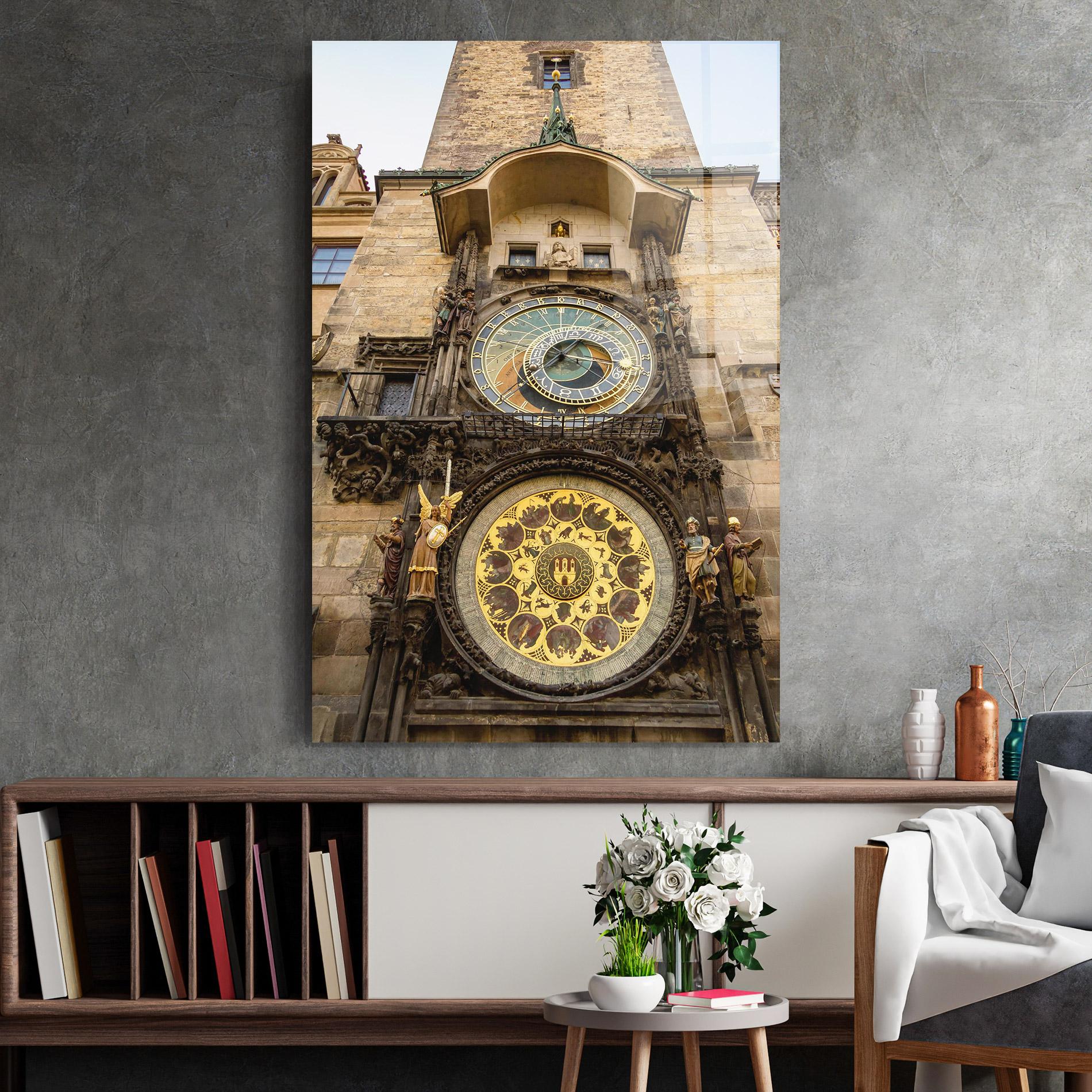 Tablou Sticla Prague Clock mockup 2