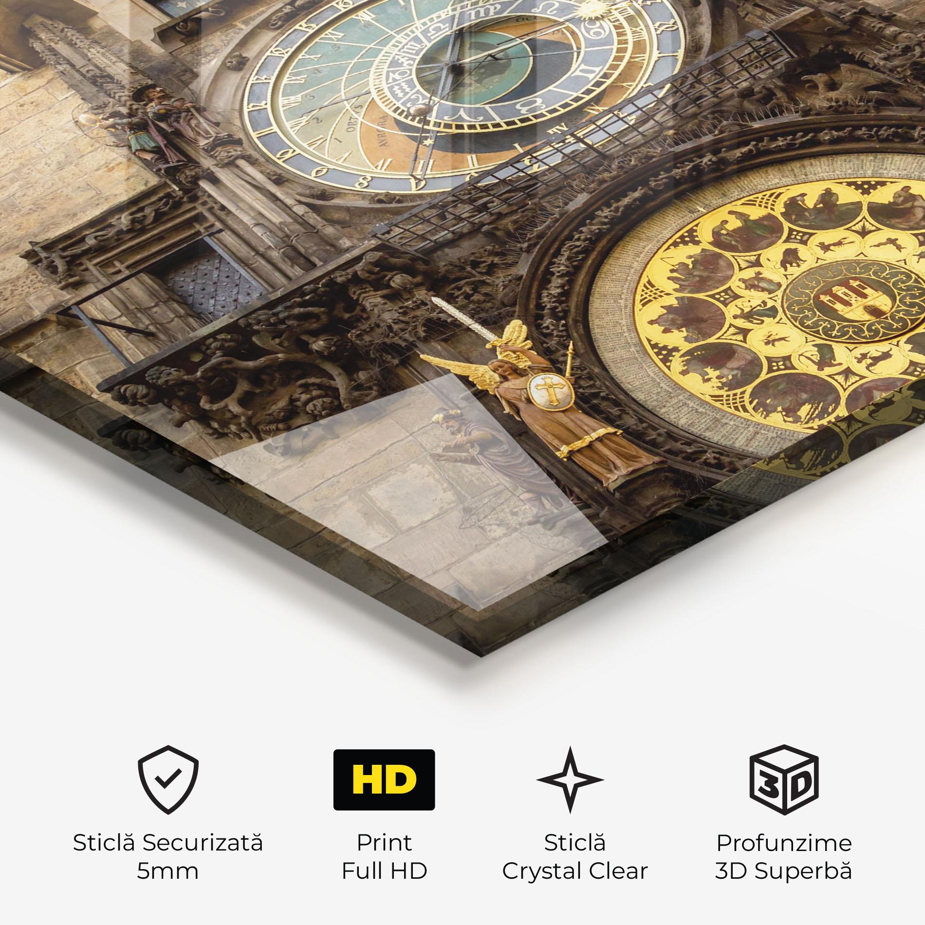 Tablou Sticla Prague Clock mockup 3