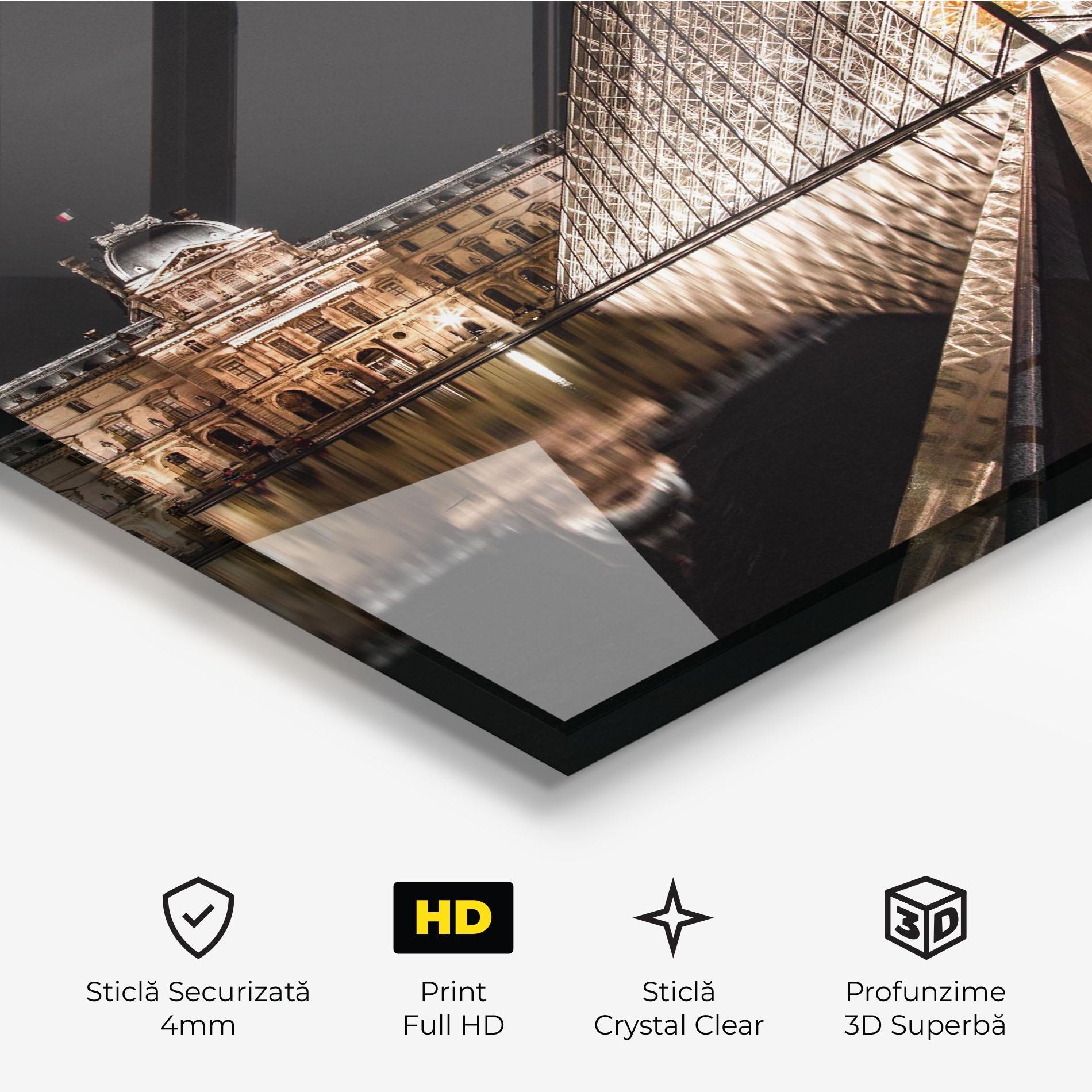 Tablou Sticla Louvre Night mockup 3