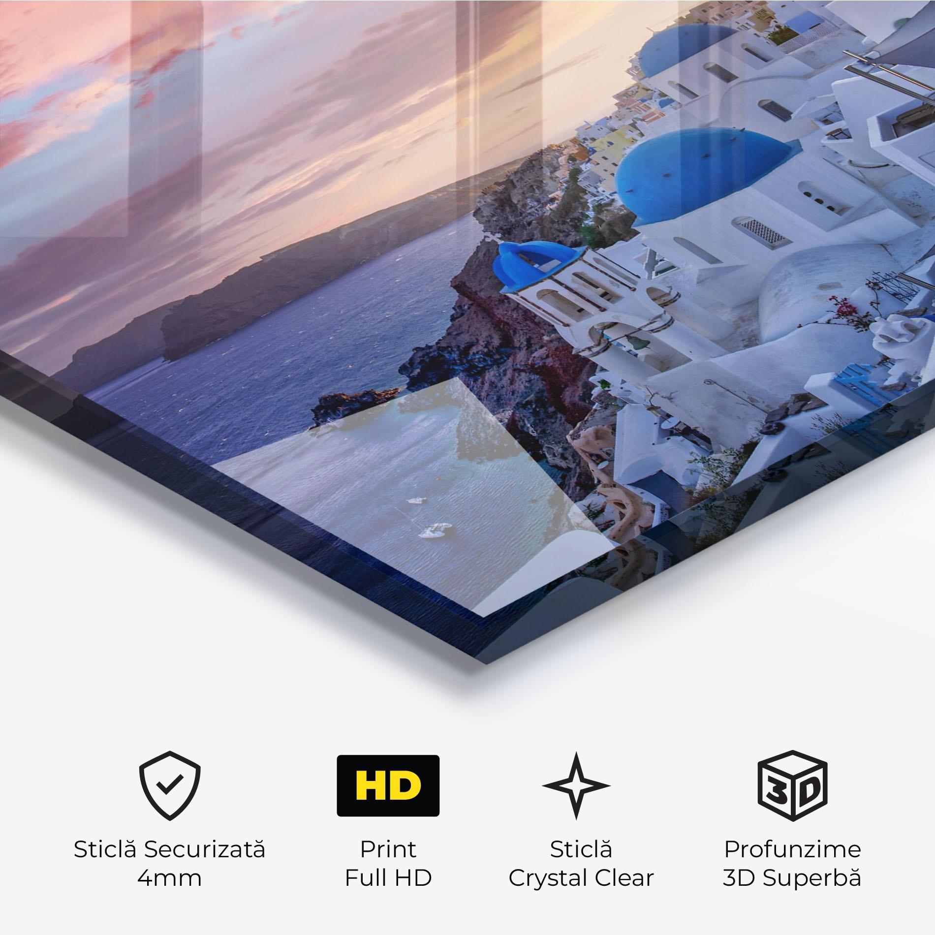 Tablou Sticla Santorini View mockup 3