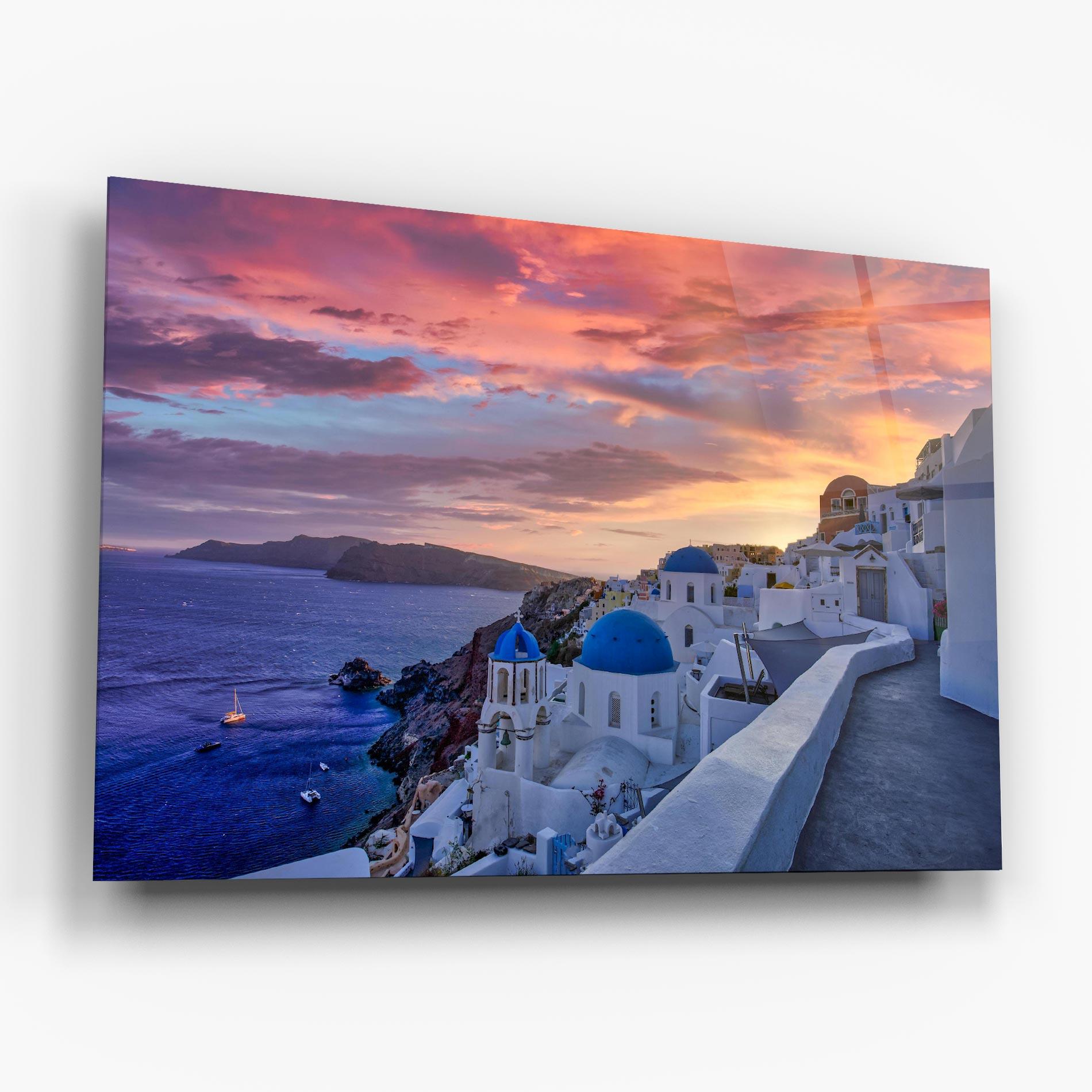 Tablou Sticla Santorini View mockup 6