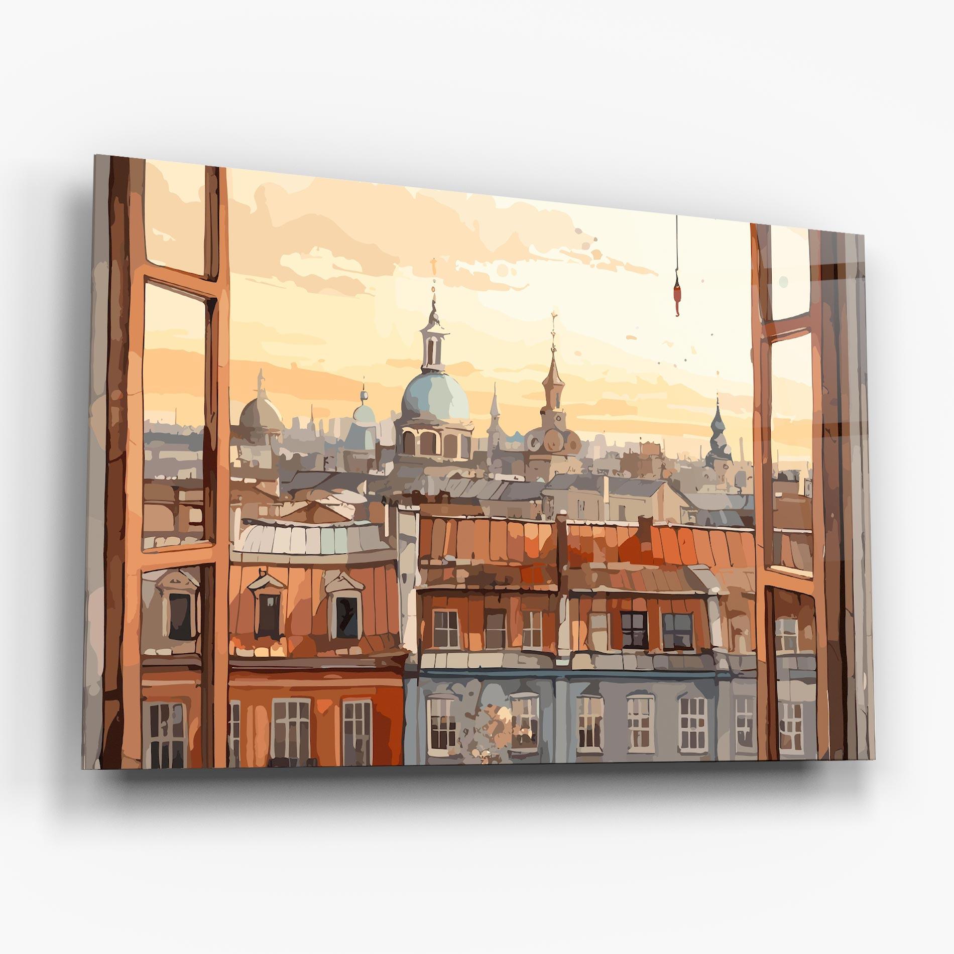 Tablou Sticla Window City View mockup 6