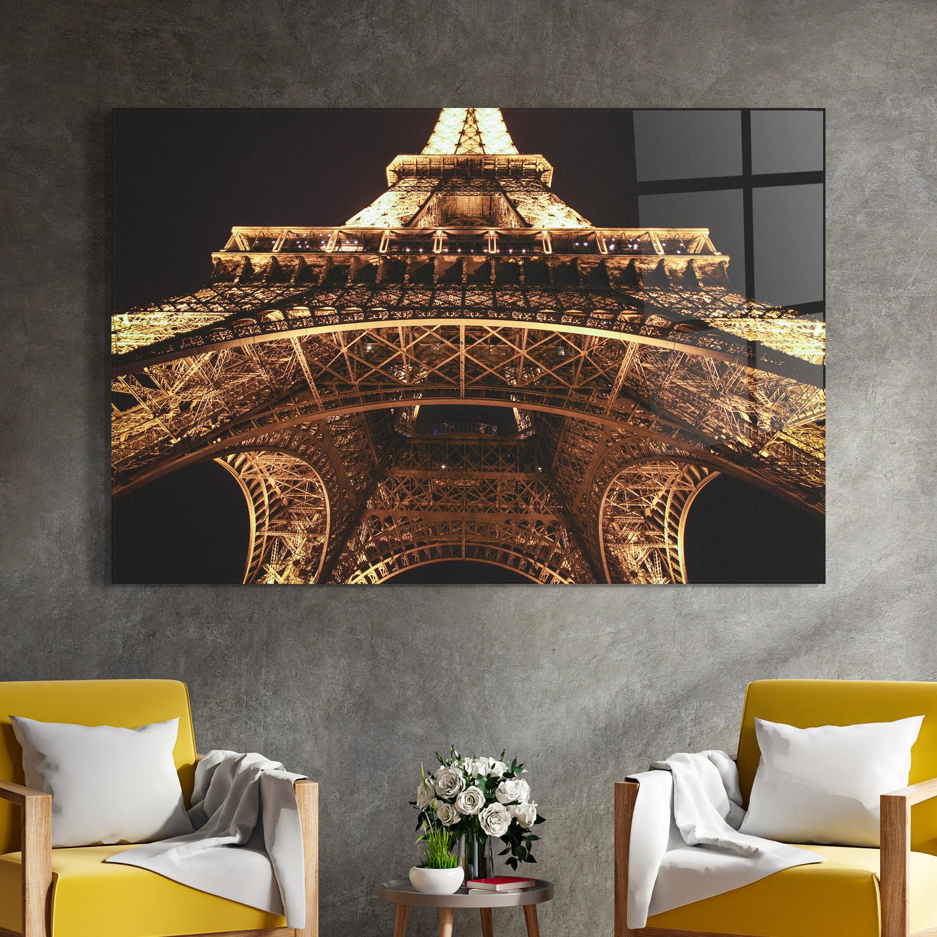 Tablou Sticla Eiffel Tower At Night mockup 4