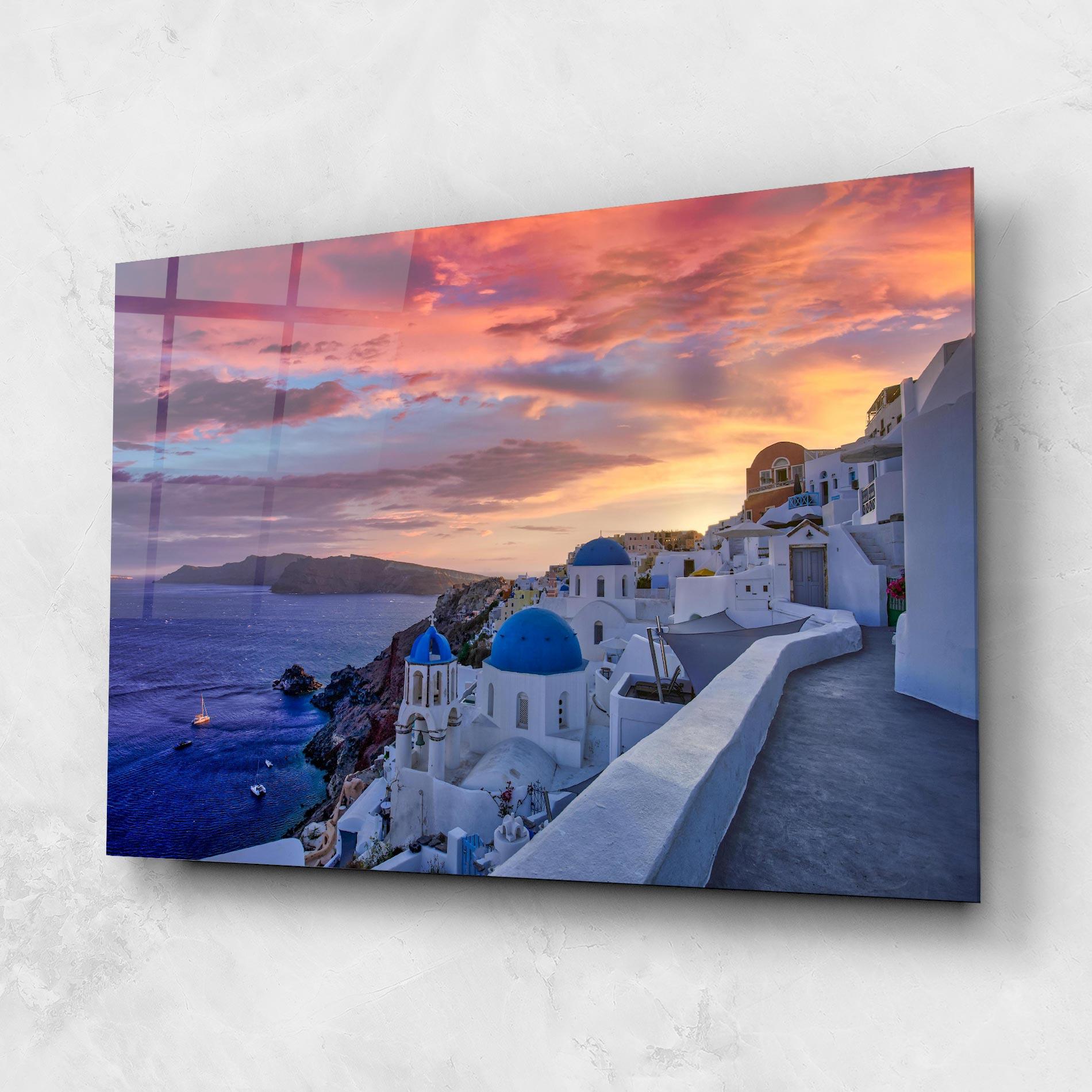 Tablou Sticla Santorini View mockup 1