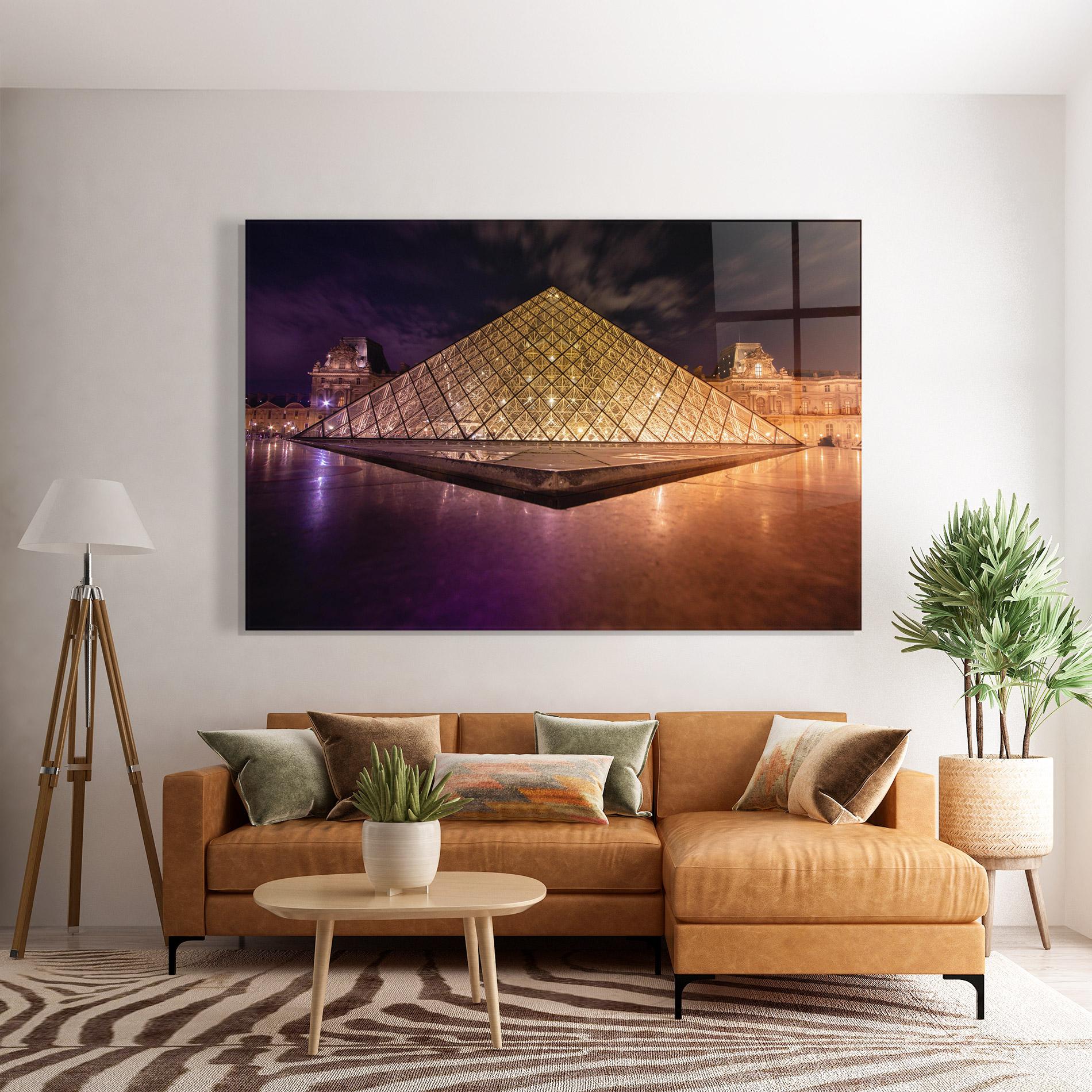 Tablou Sticla Louvre Museum Light mockup 7