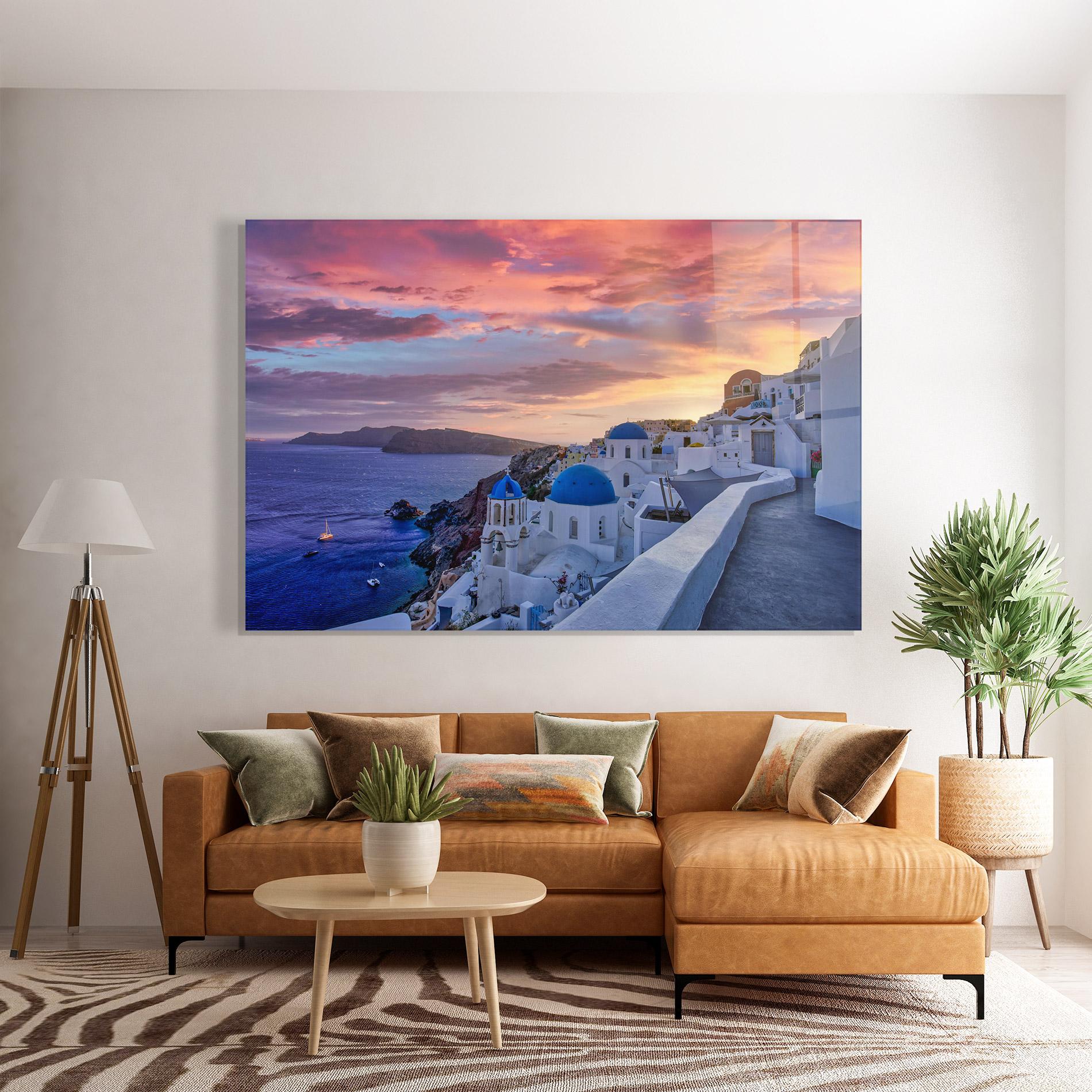 Tablou Sticla Santorini View mockup 7