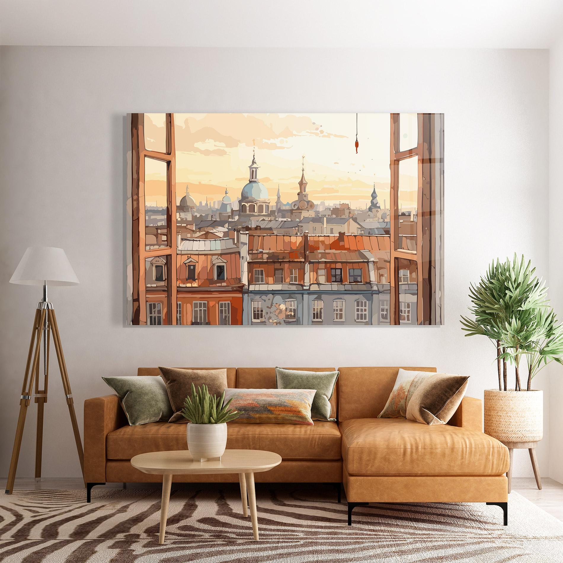 Tablou Sticla Window City View mockup 7