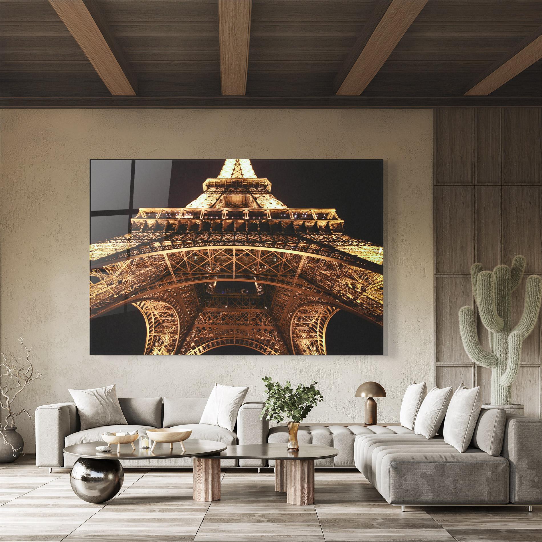 Tablou Sticla Eiffel Tower At Night mockup 8