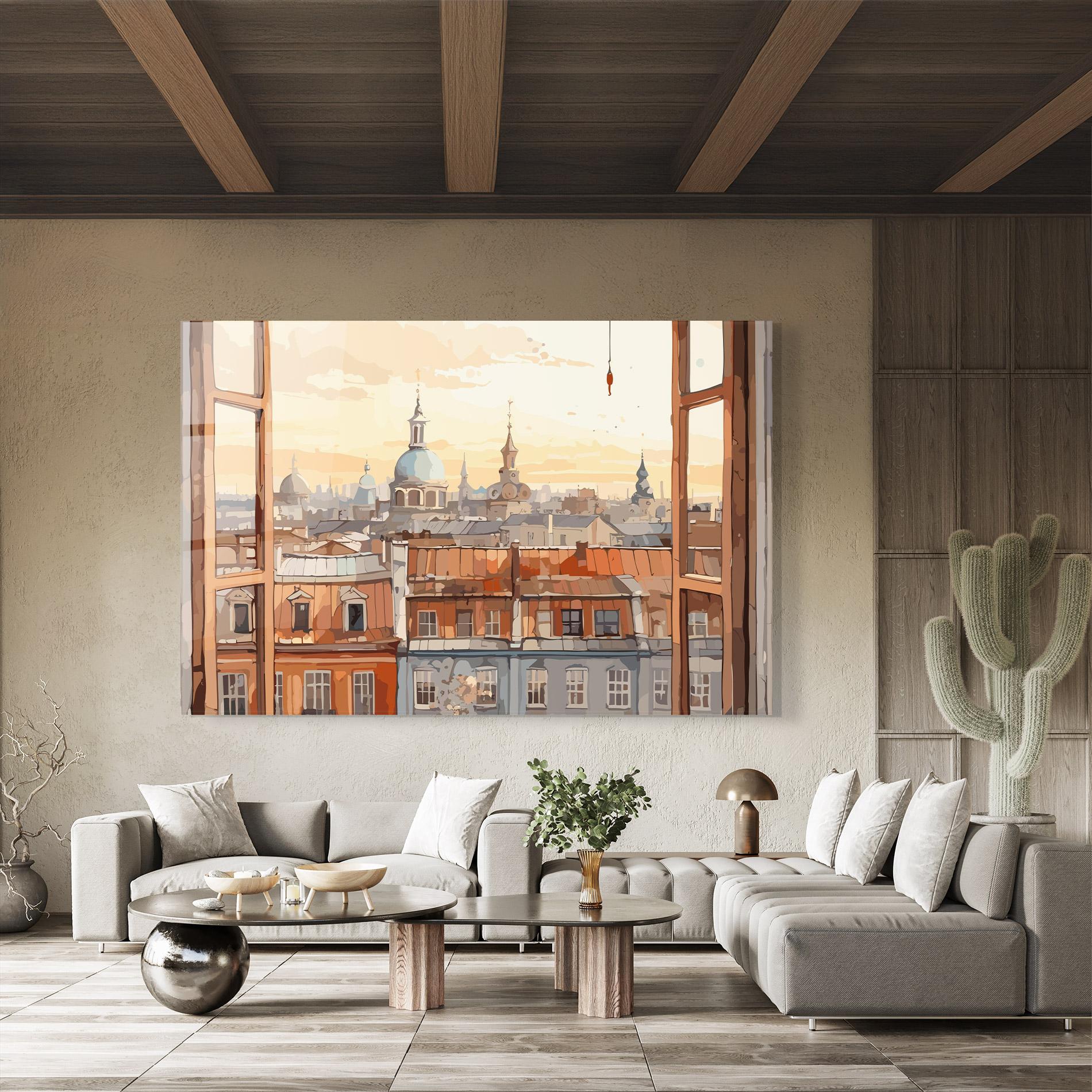 Tablou Sticla Window City View mockup 8