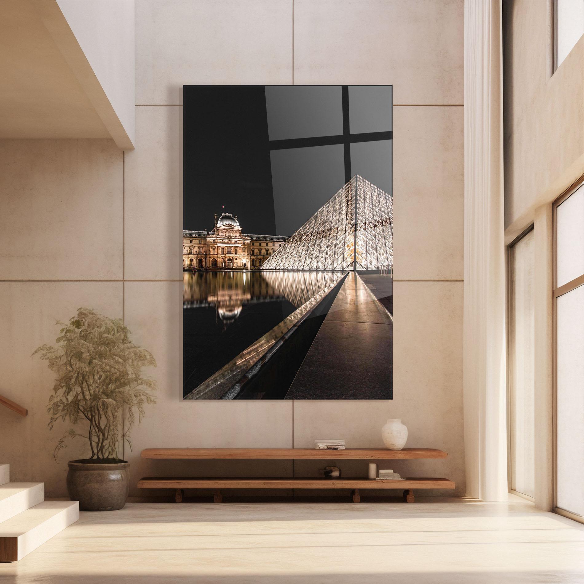 Tablou Sticla Louvre Night mockup 8