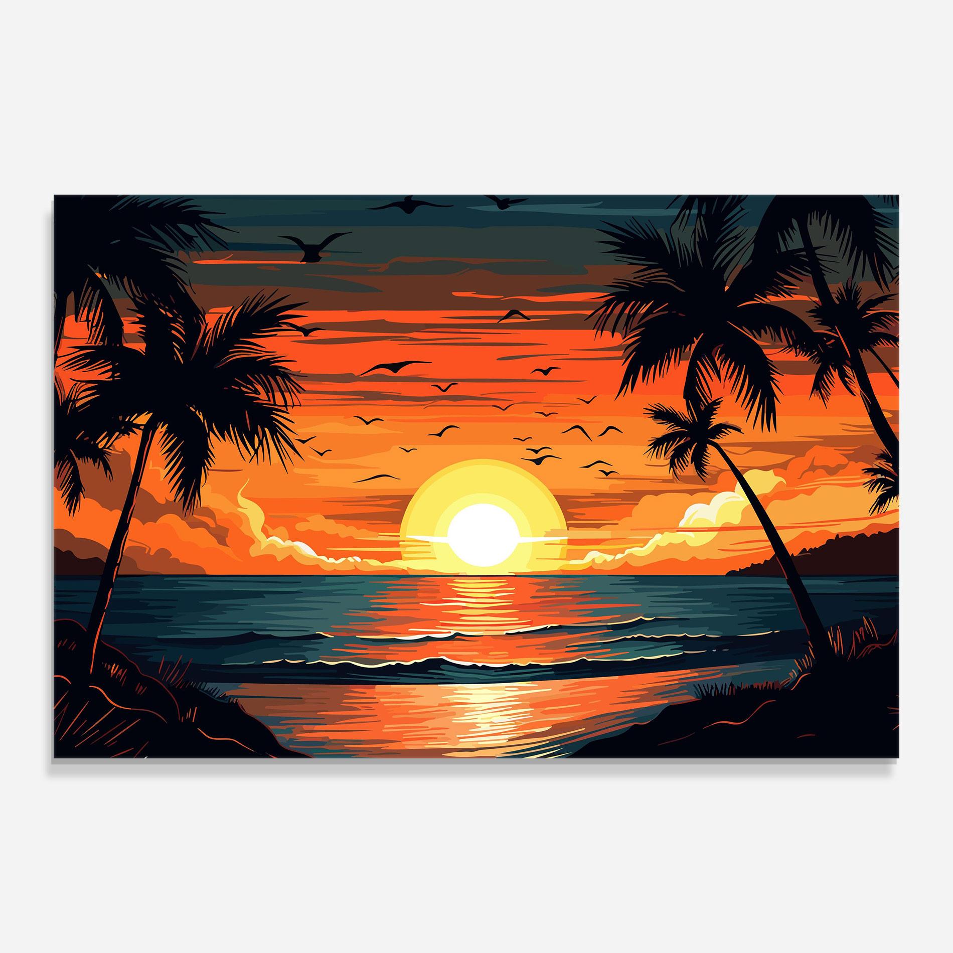 Tablou Sticla Amazing Sunset View mockup 0
