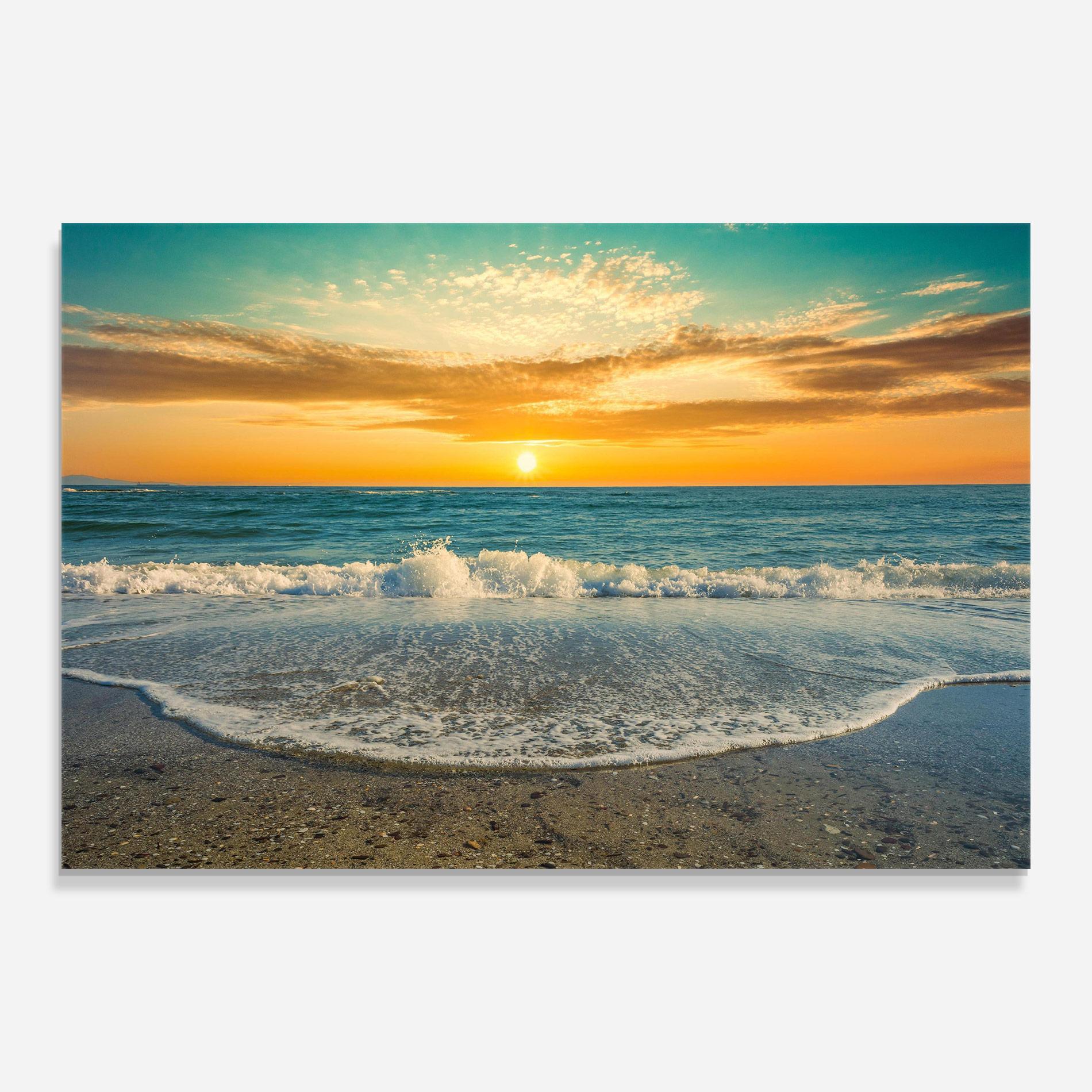 Tablou Sticla Beach Dramatic Sunset mockup 0