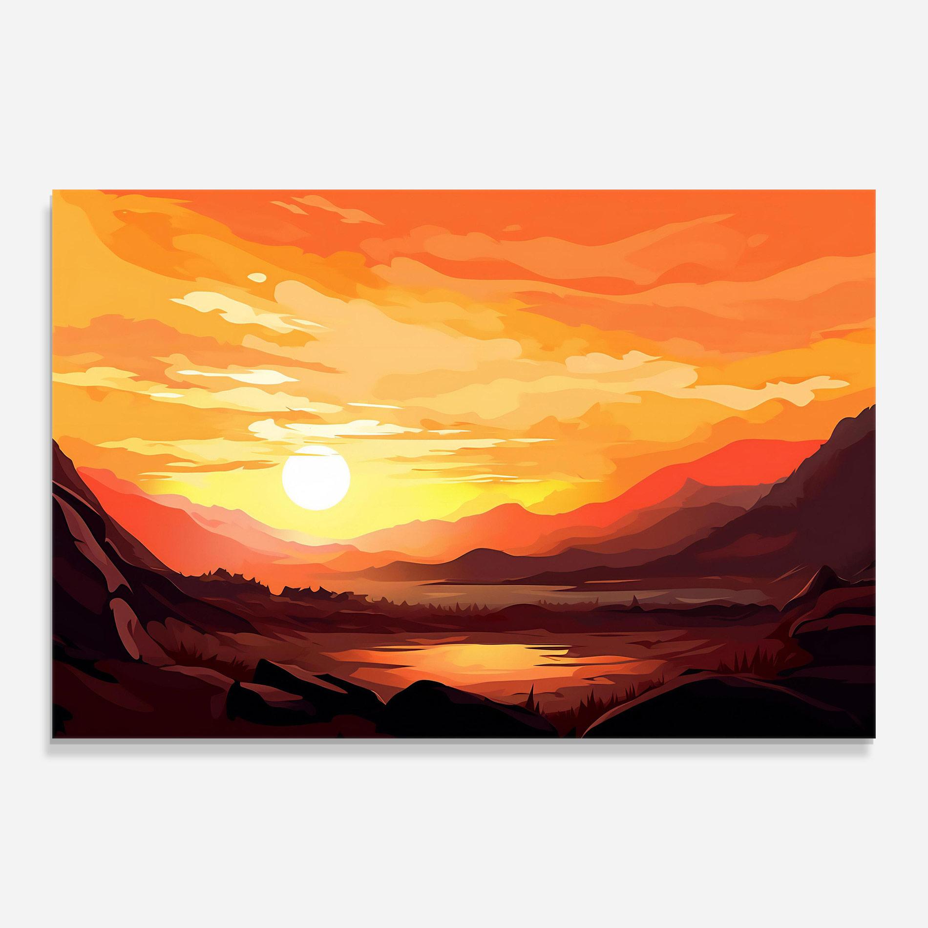 Tablou Sticla Beautiful Sunset Illustration mockup 0