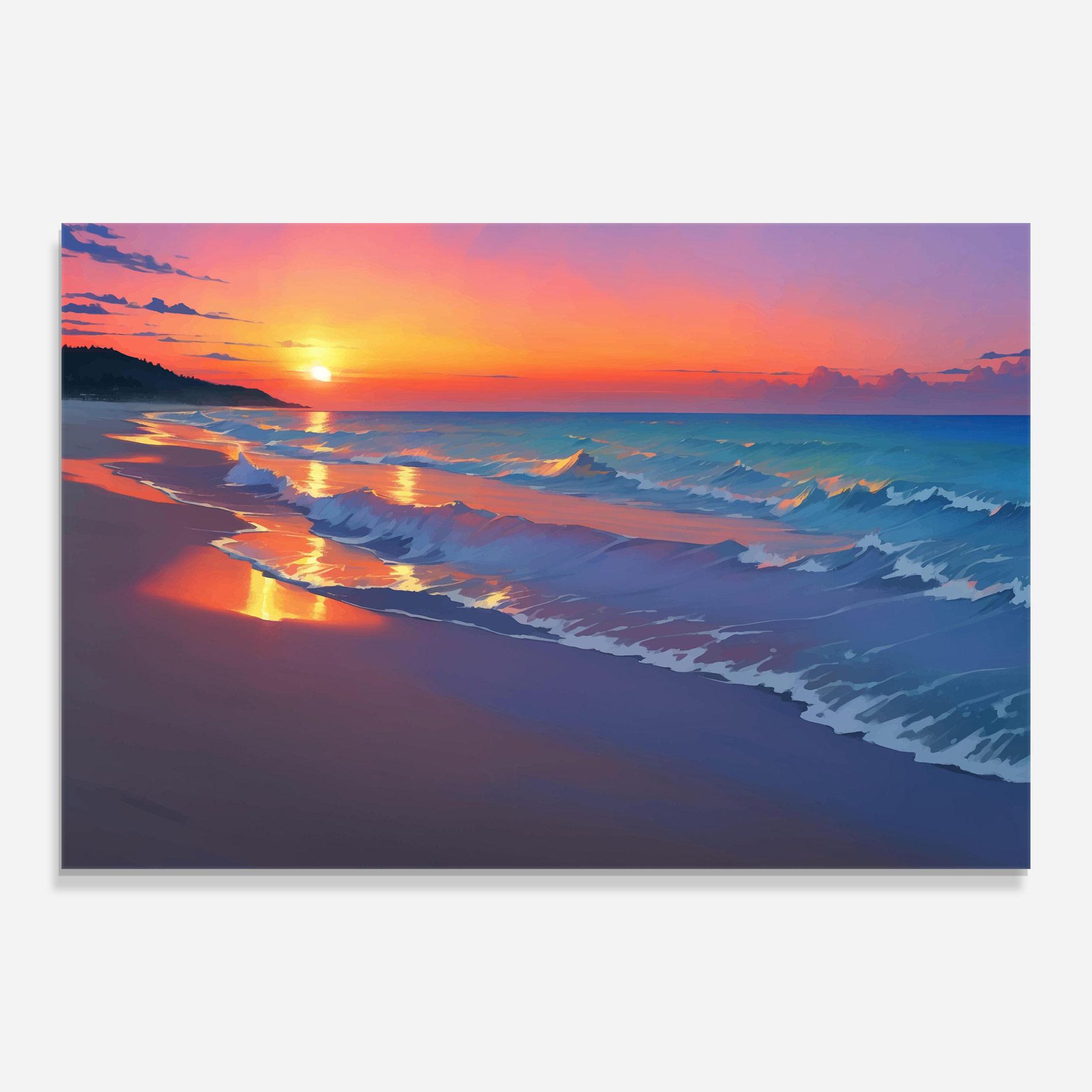 Tablou Sticla Dreamy Beach Sunset mockup 0