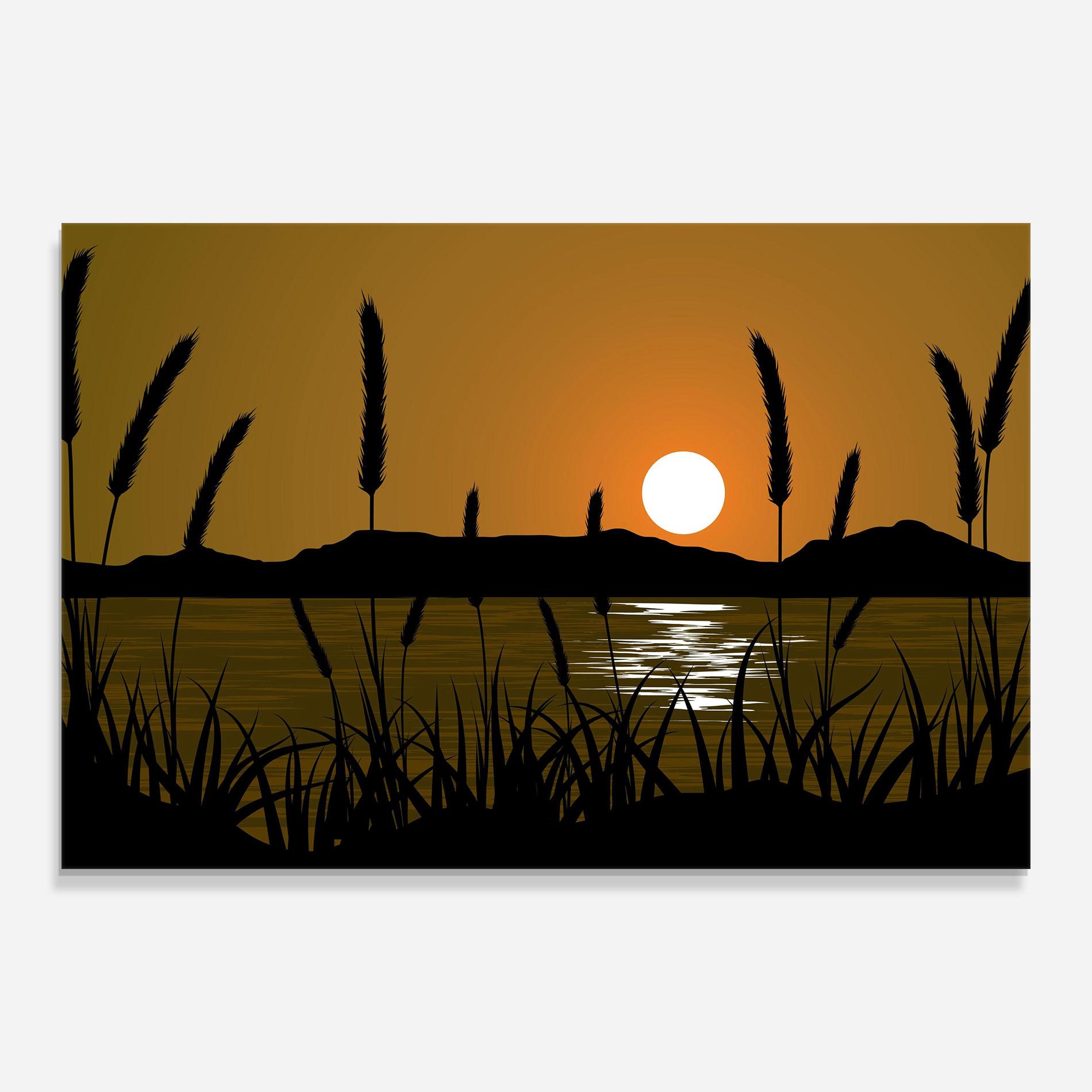 Tablou Sticla Orange Brown Sunset mockup 0