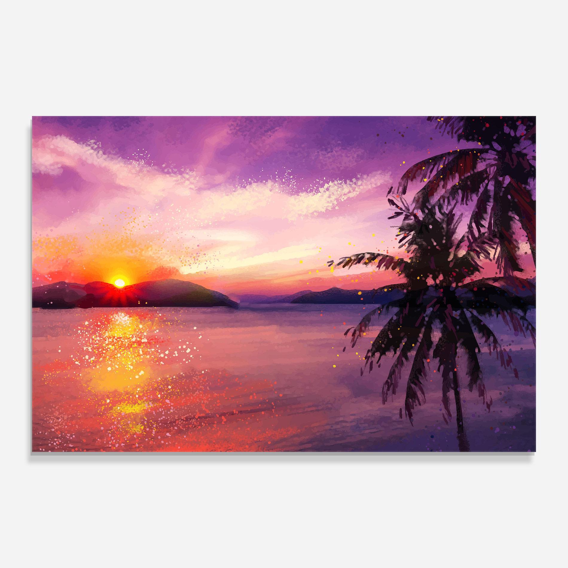 Tablou Sticla Purple Sunrise Art mockup 0