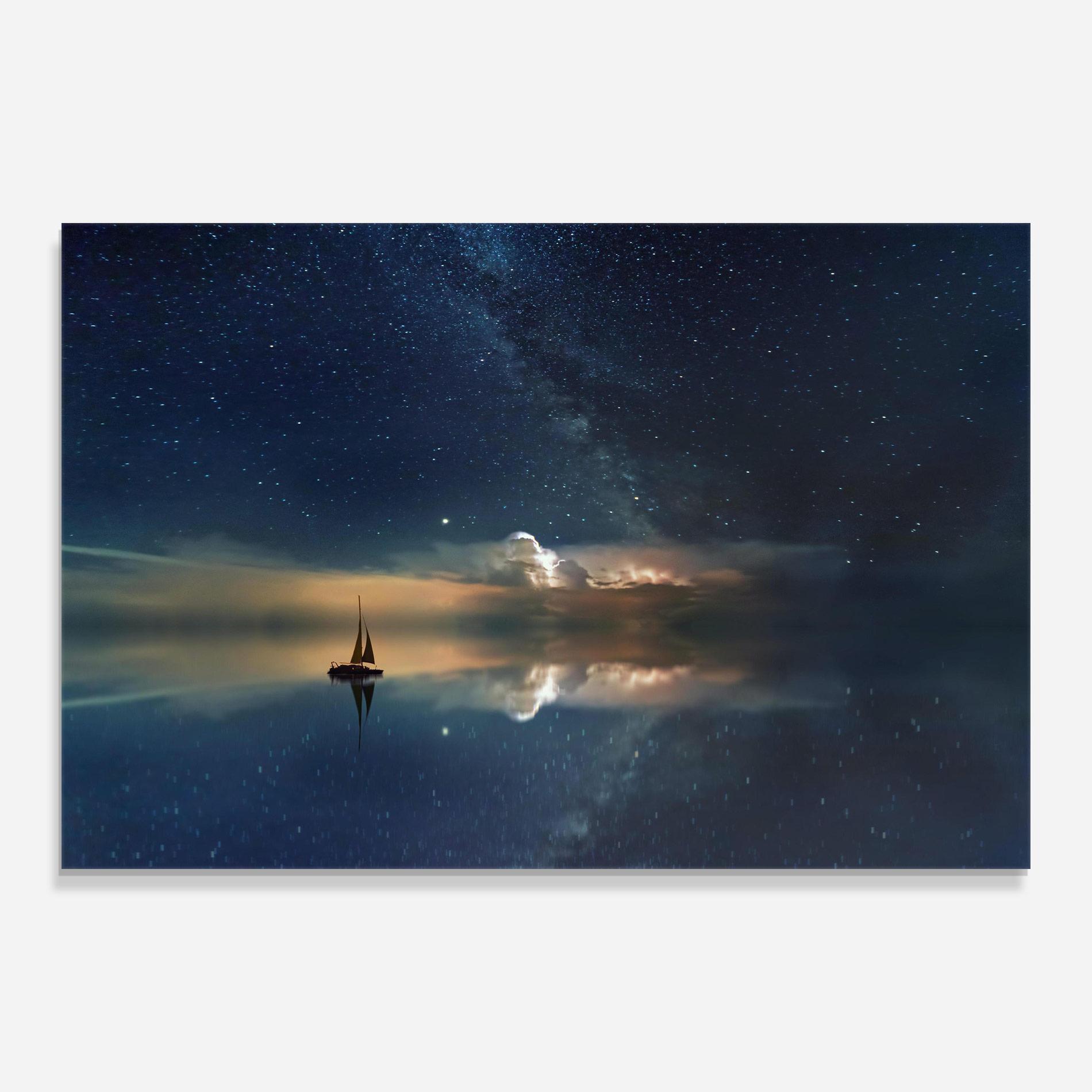 Tablou Sticla Sky Boat mockup 0