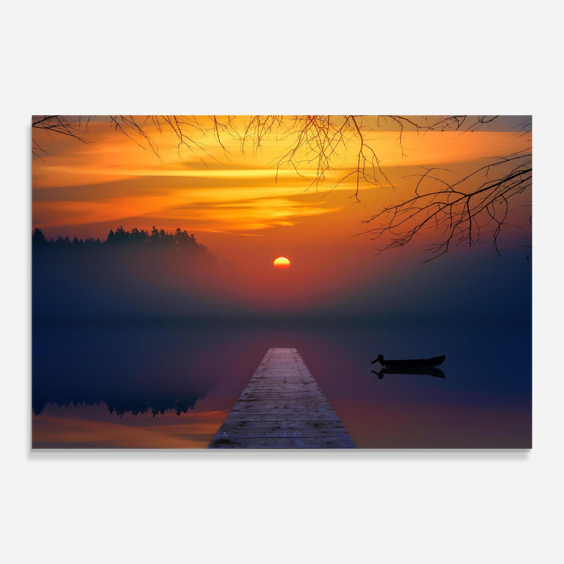 Tablou Sticla Sunset Bridge mockup 0
