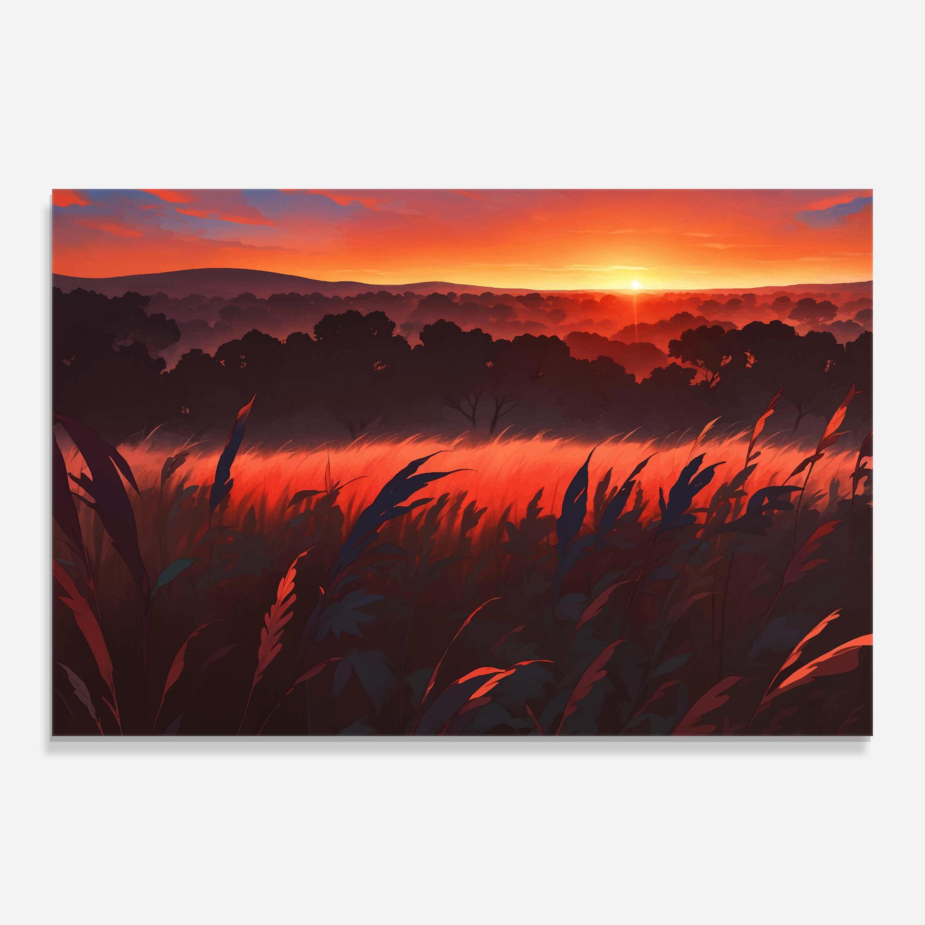 Tablou Sticla Sunset Red Field mockup 0