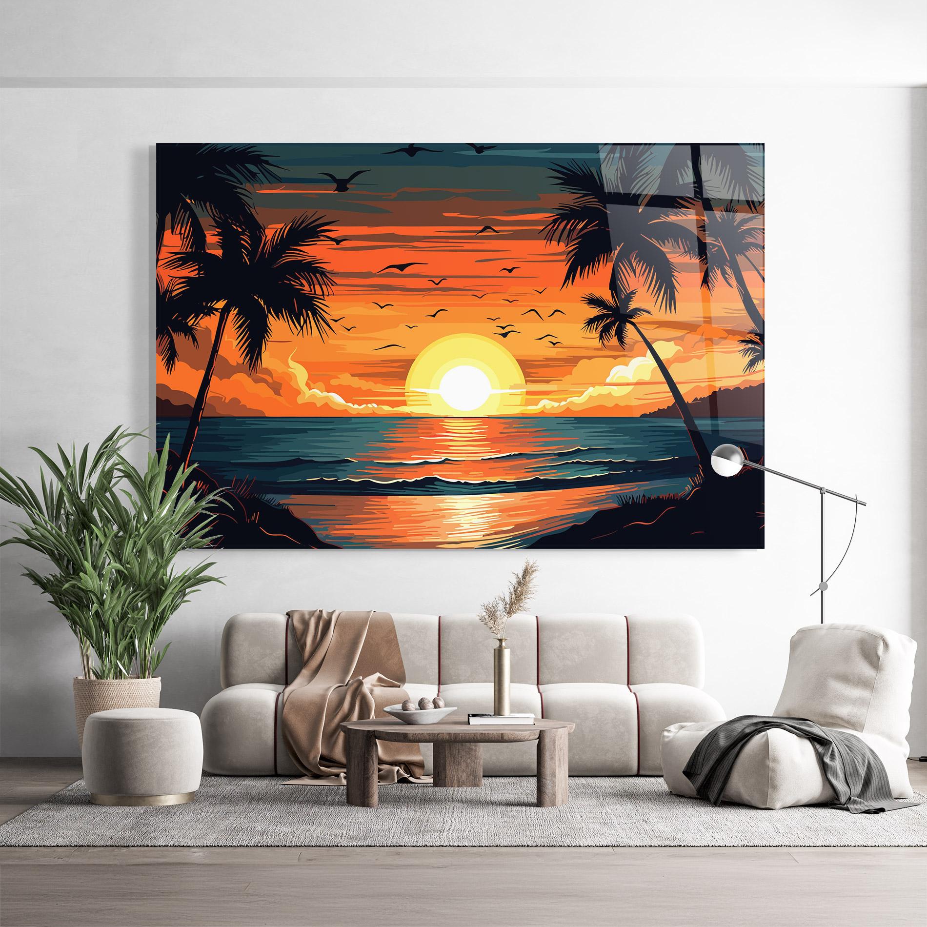 Tablou Sticla Amazing Sunset View mockup 9