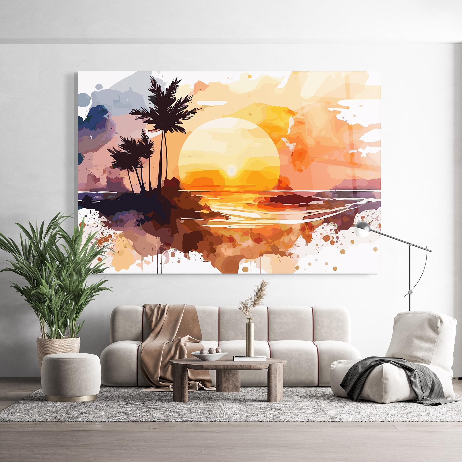 Tablou Sticla Beautiful Sunrise mockup 9