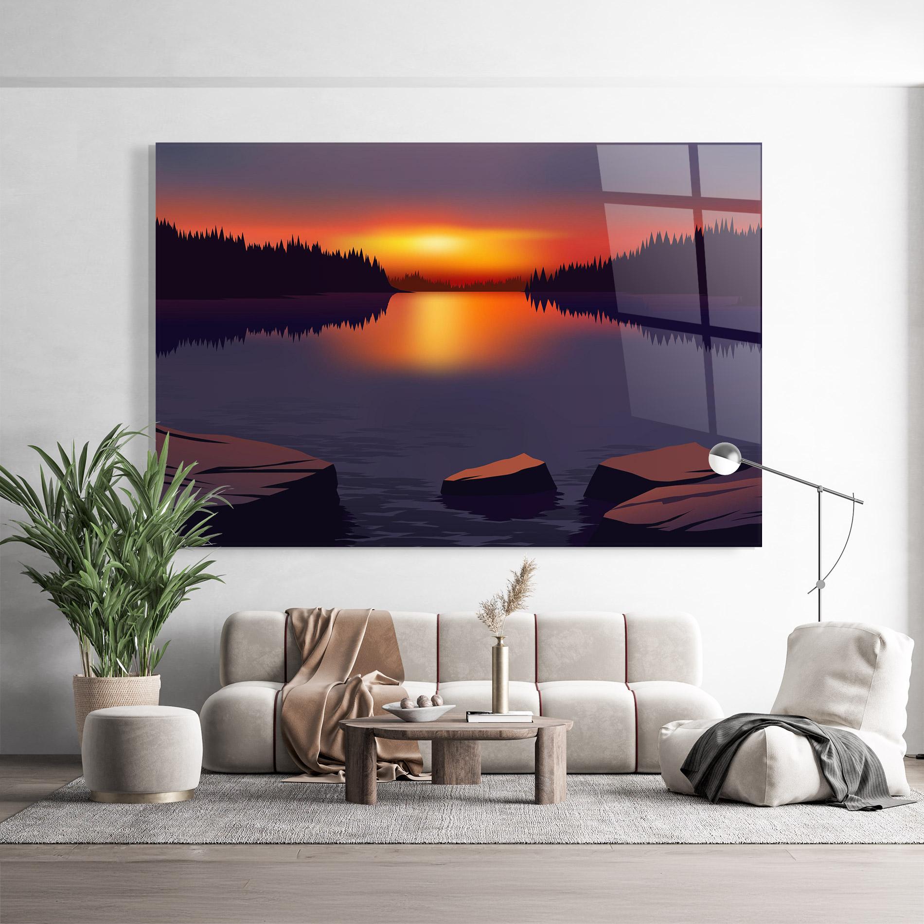 Tablou Sticla Calm Sunset mockup 9
