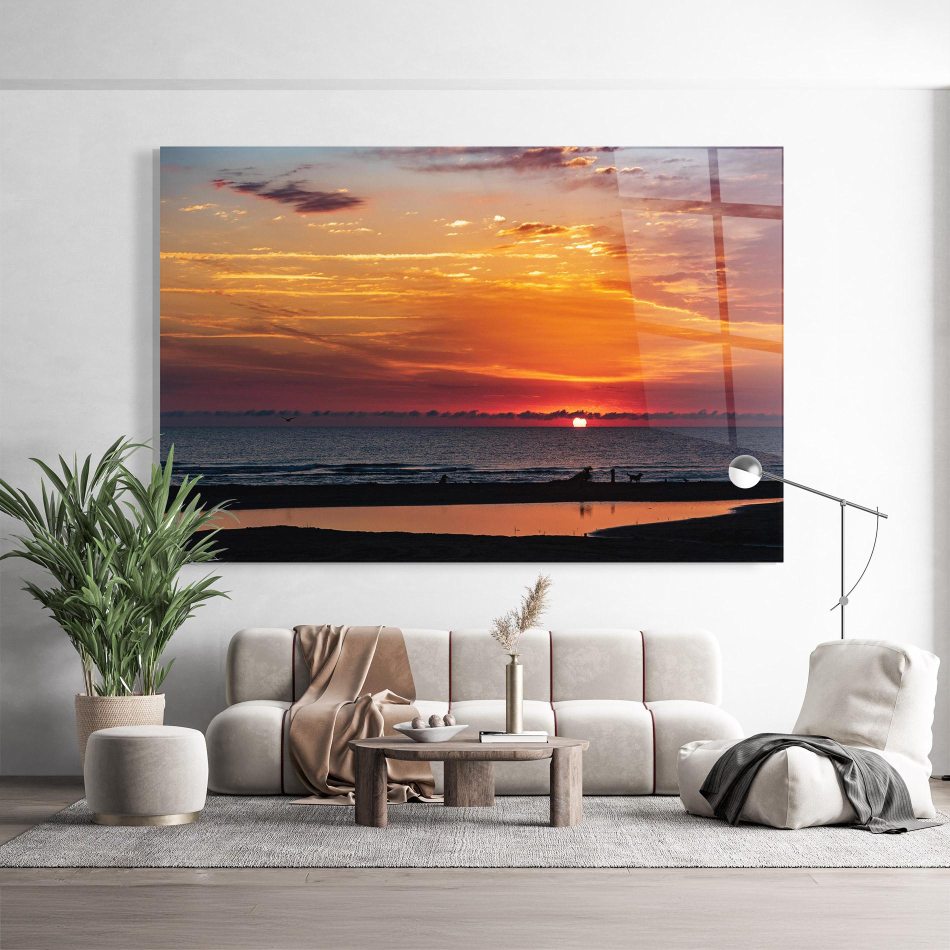 Tablou Sticla Colorful Sunrise Sea mockup 9