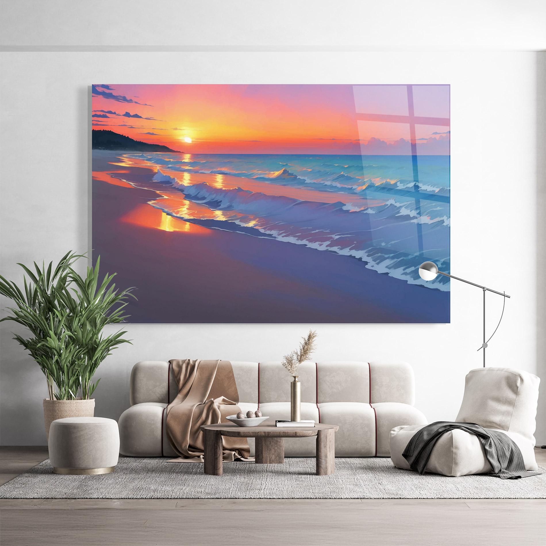 Tablou Sticla Dreamy Beach Sunset mockup 9