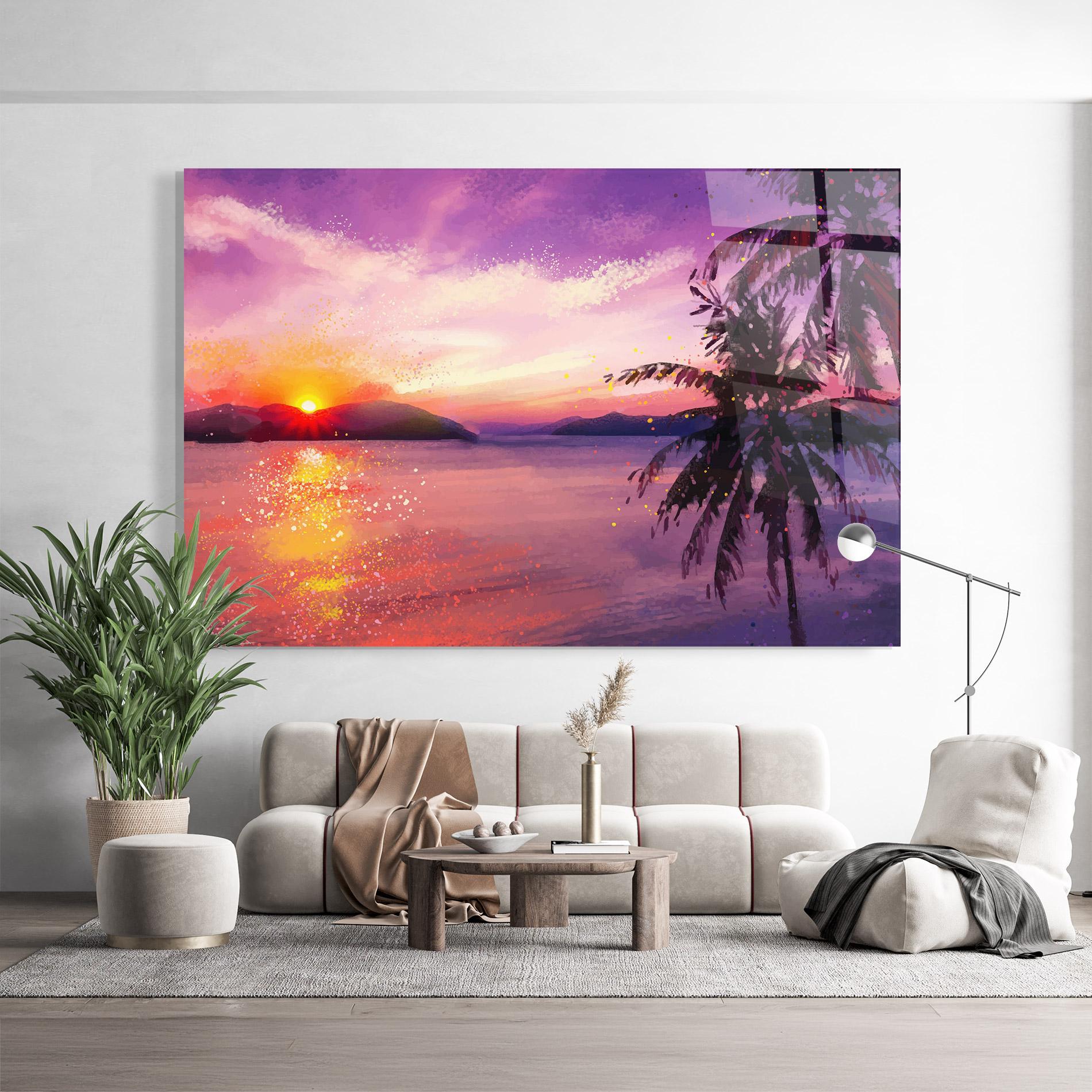 Tablou Sticla Purple Sunrise Art mockup 9