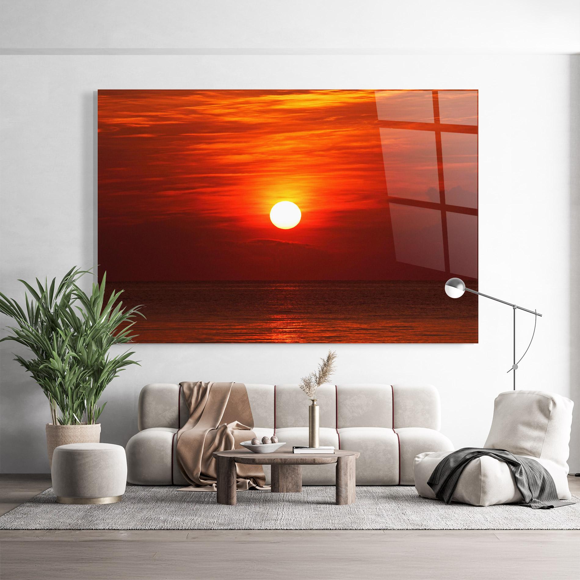 Tablou Sticla Red Sky Sunset mockup 9