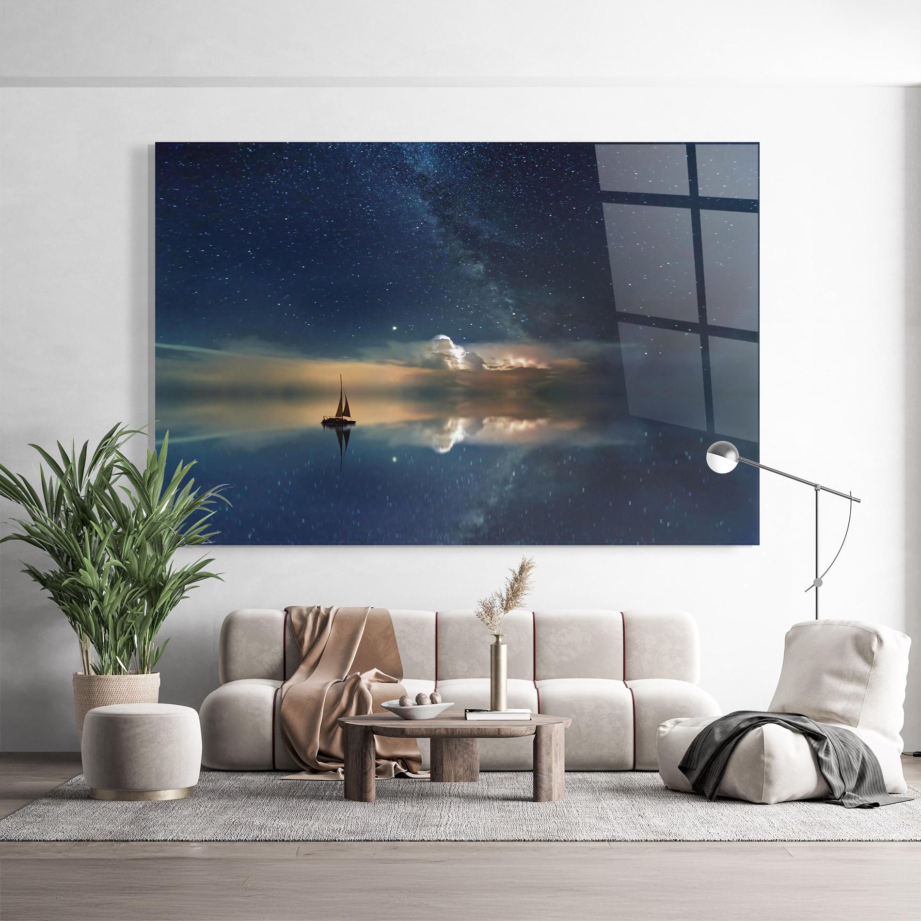 Tablou Sticla Sky Boat mockup 9