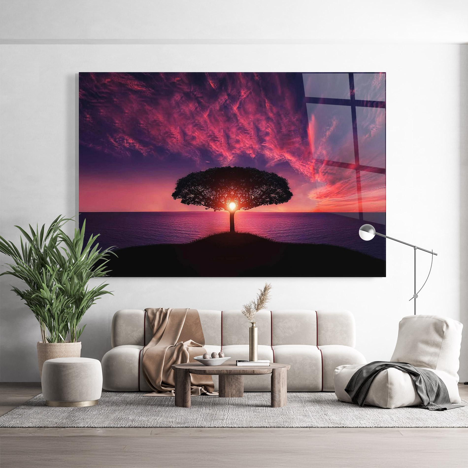 Tablou Sticla Sun Tree mockup 9