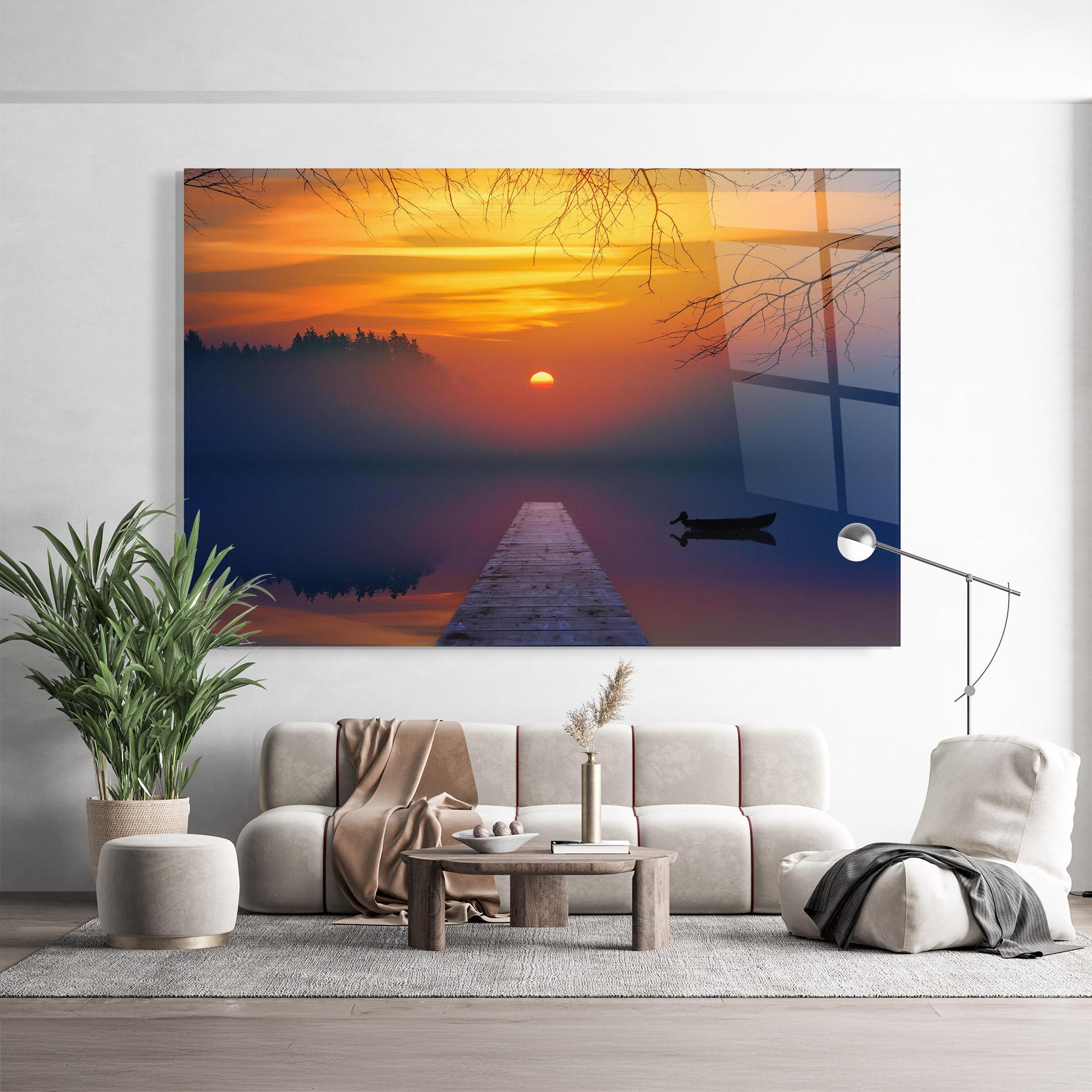 Tablou Sticla Sunset Bridge mockup 9