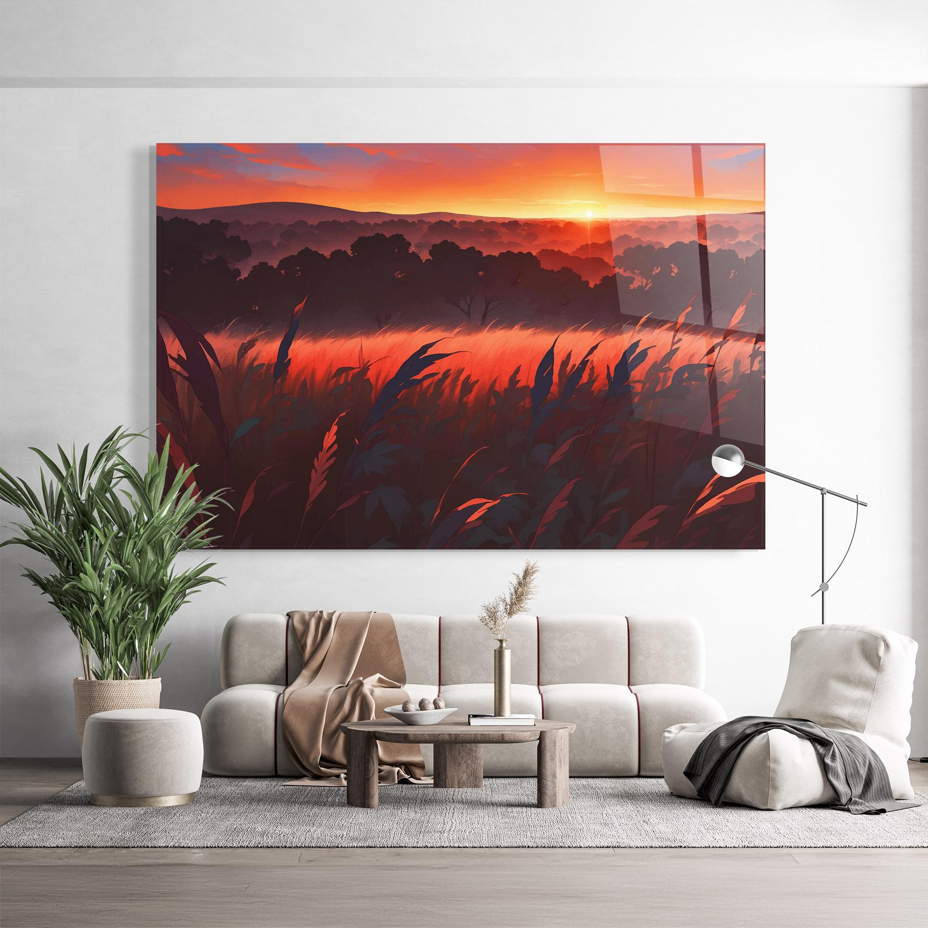 Tablou Sticla Sunset Red Field mockup 9