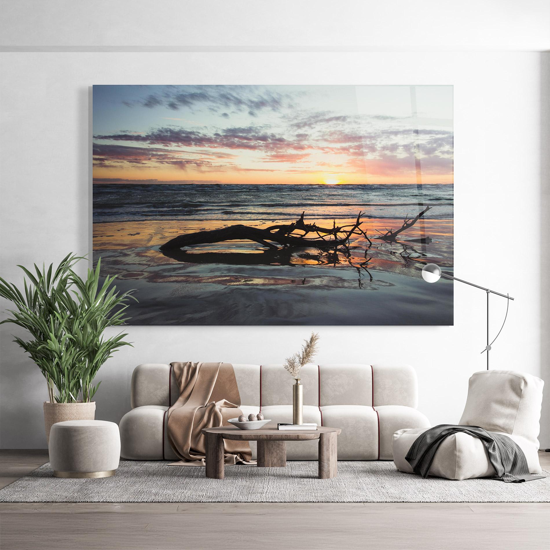 Tablou Sticla Sunset Water Branches mockup 9