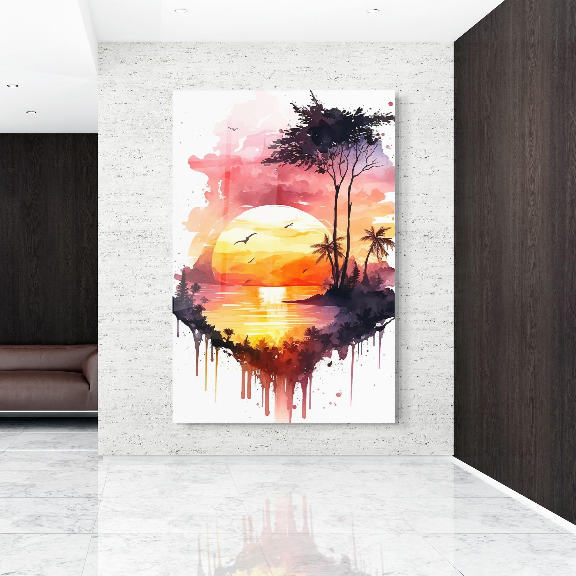 Tablou Sticla Purple Sunset Art mockup 9