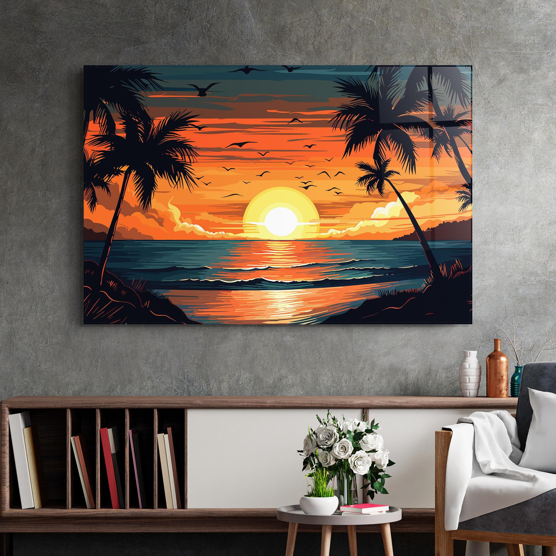 Tablou Sticla Amazing Sunset View mockup 2