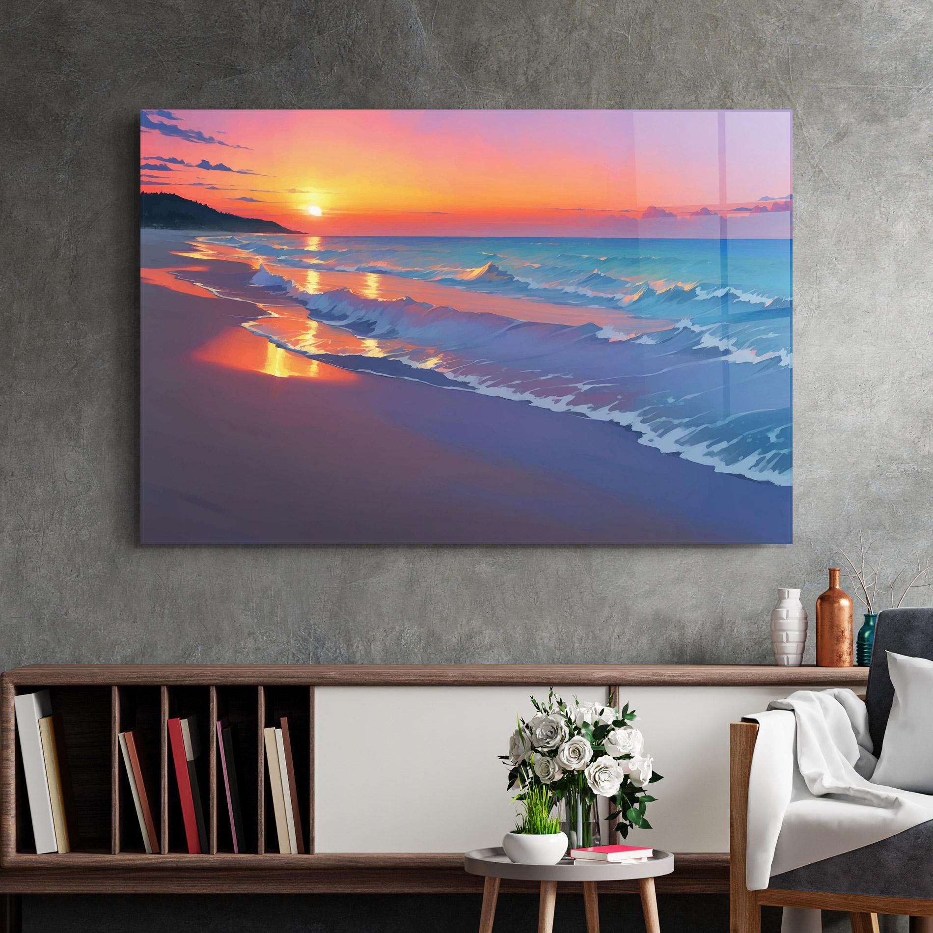 Tablou Sticla Dreamy Beach Sunset mockup 2