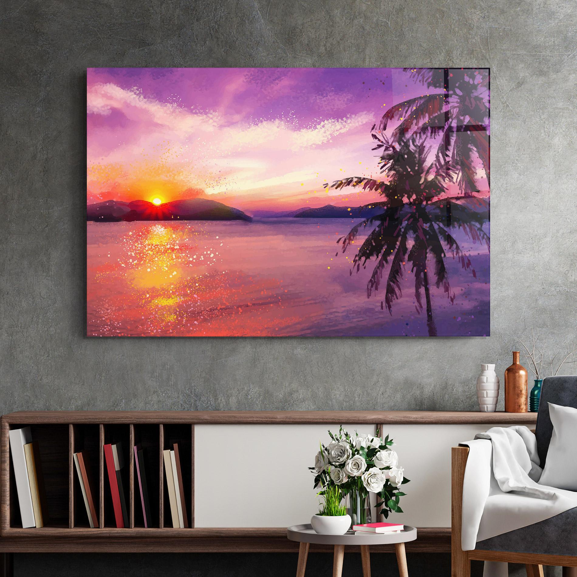 Tablou Sticla Purple Sunrise Art mockup 2