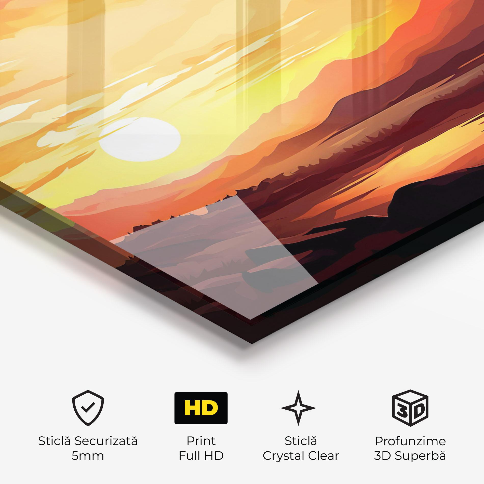 Tablou Sticla Beautiful Sunset Illustration mockup 3