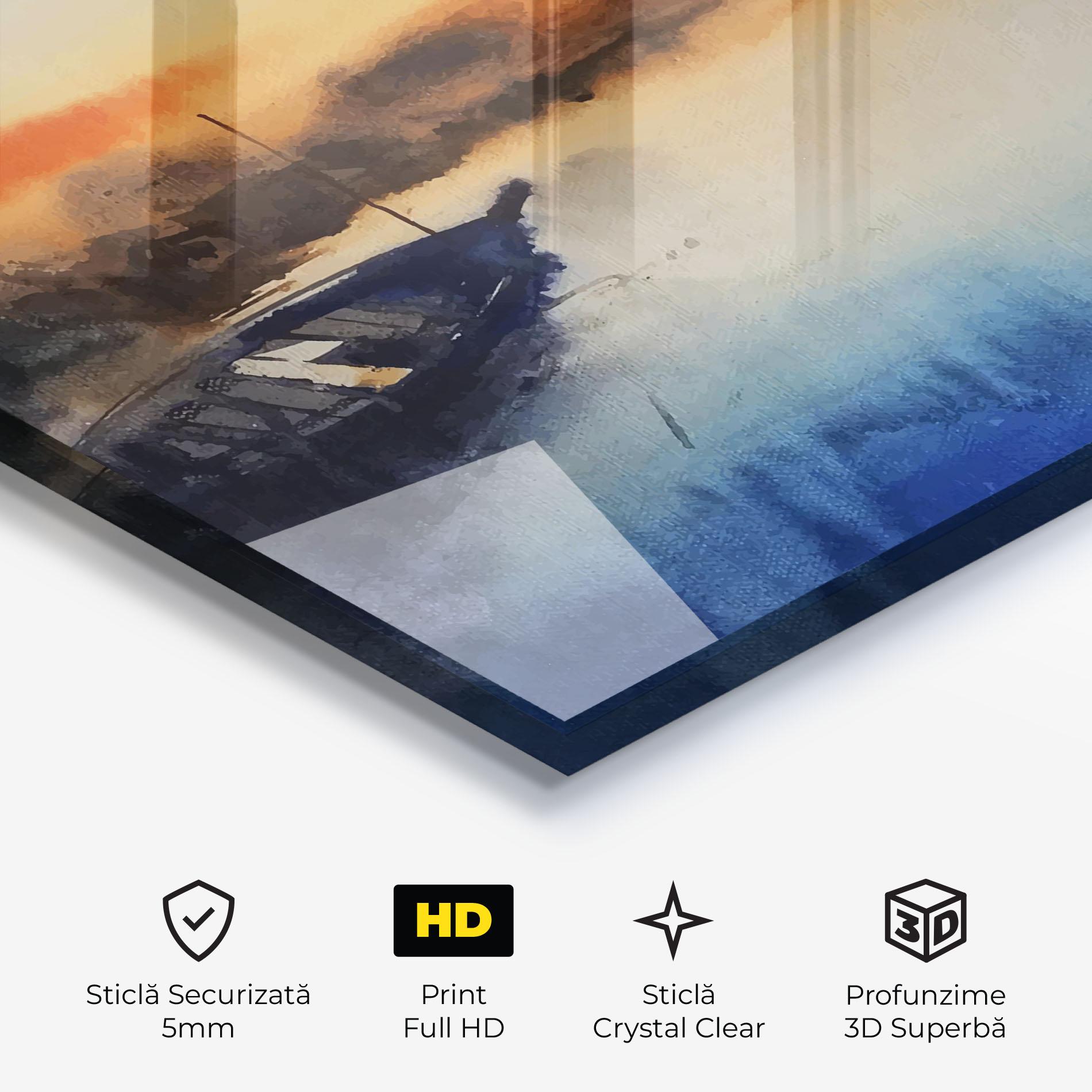Tablou Sticla Boat Sunset mockup 3