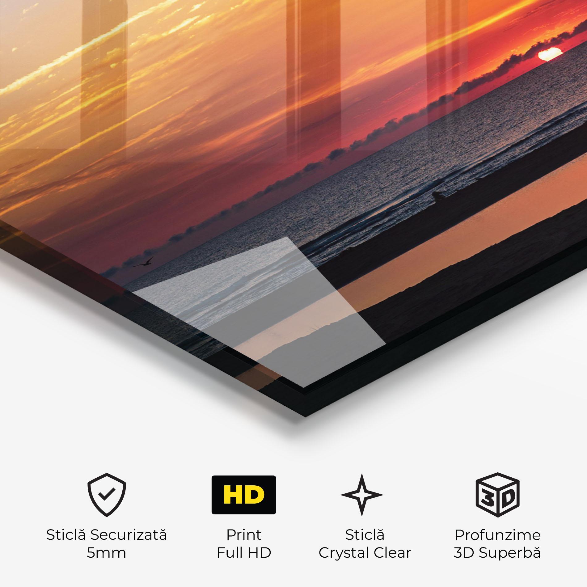 Tablou Sticla Colorful Sunrise Sea mockup 3